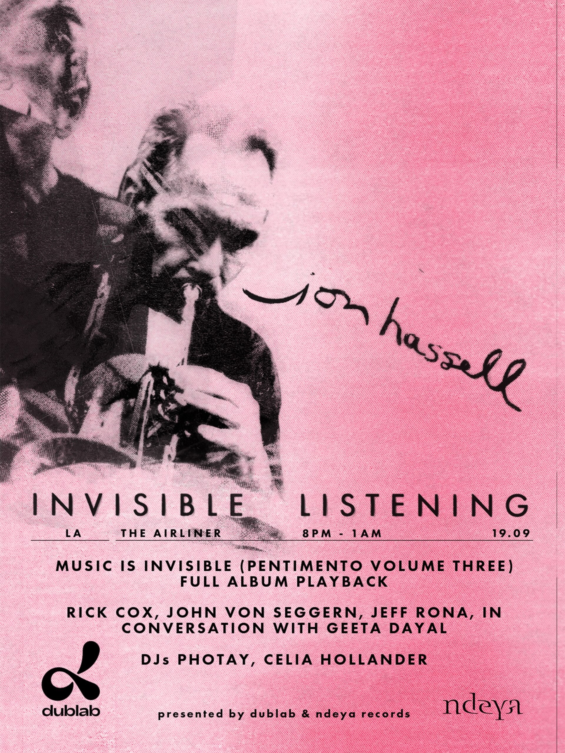 Music Is Invisible Pentimento Volume Three event flyer at The Airliner