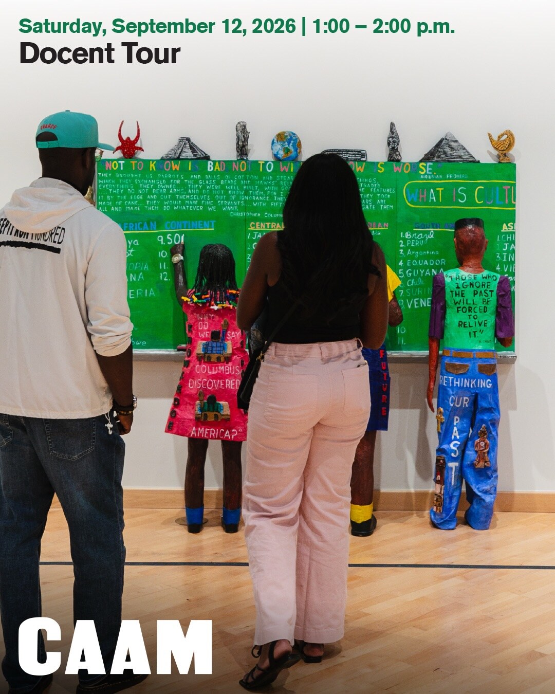 CAAM September calendar slide for the September 12 docent tour