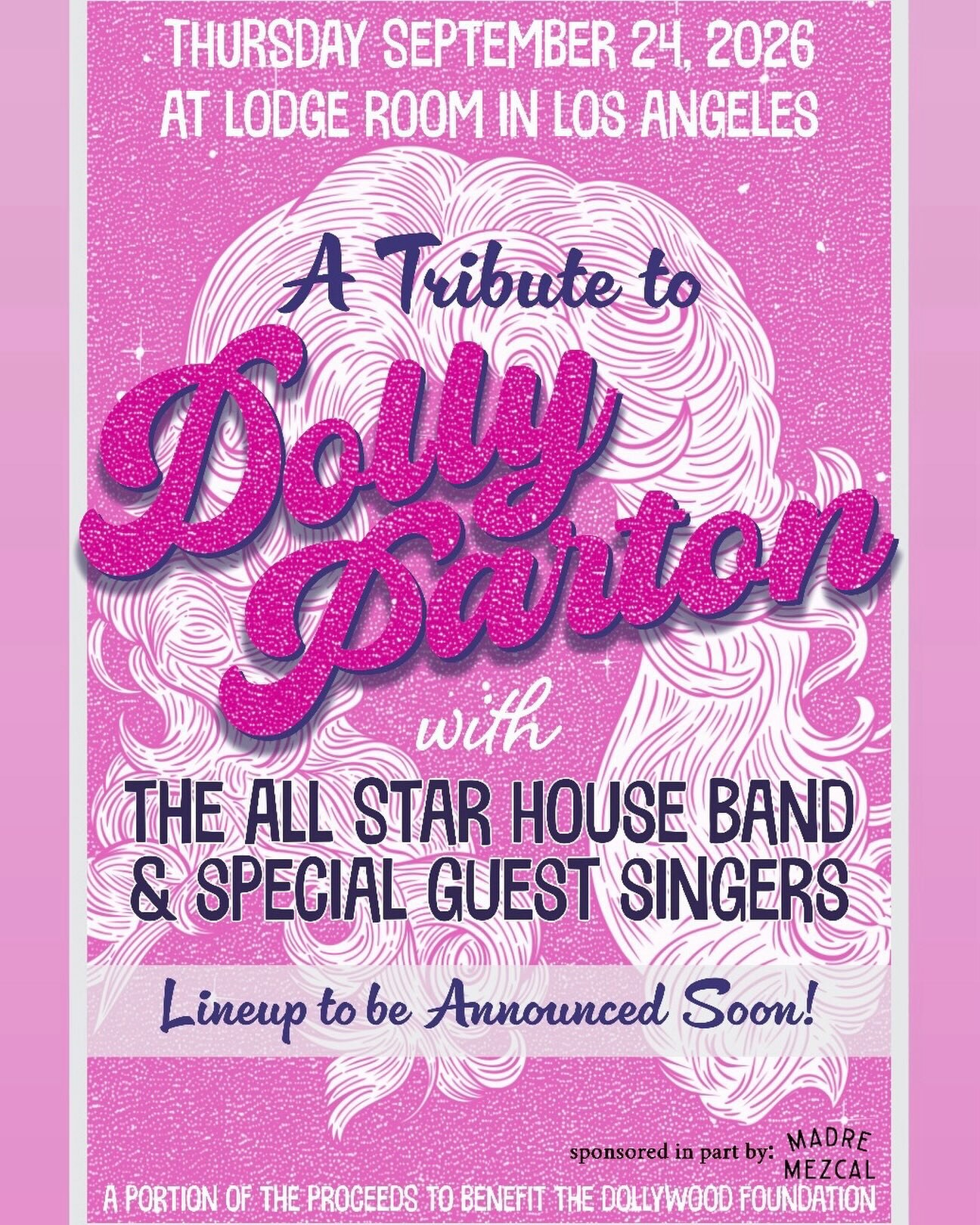 All-Star Tribute to Dolly Parton concert flyer at Lodge Room