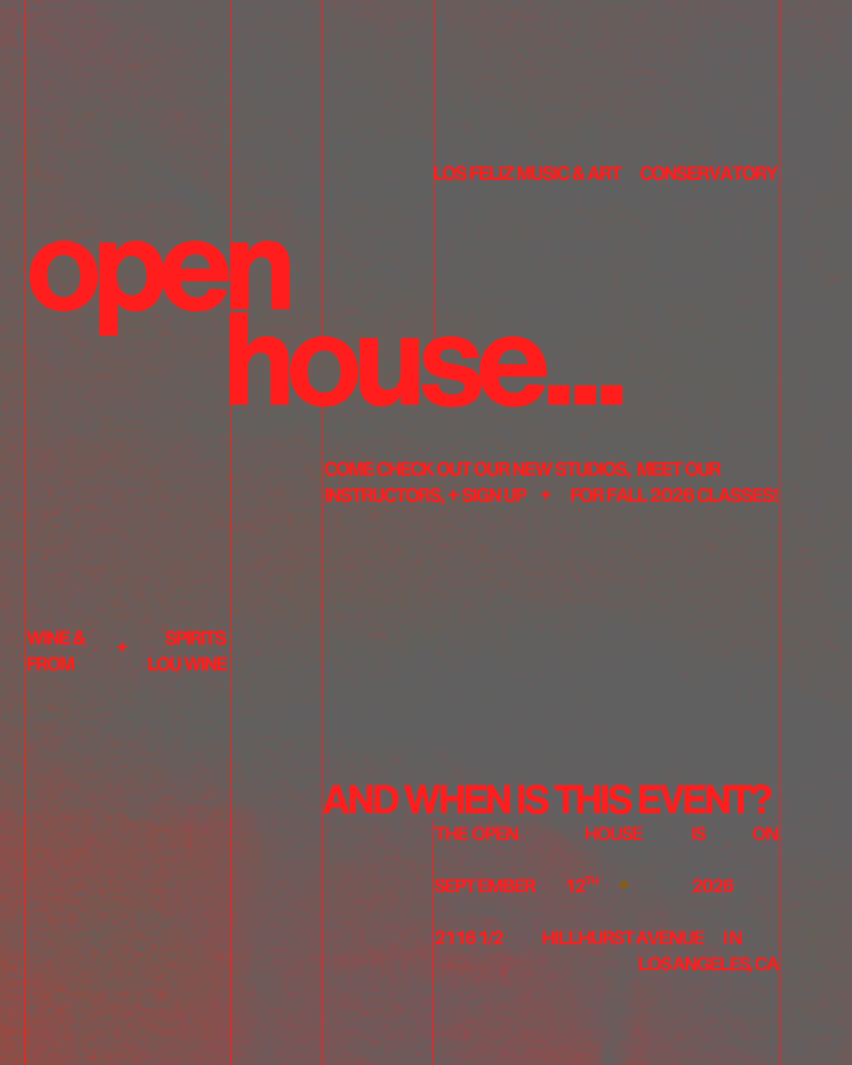 Los Feliz Music Conservatory open house flyer for September 12