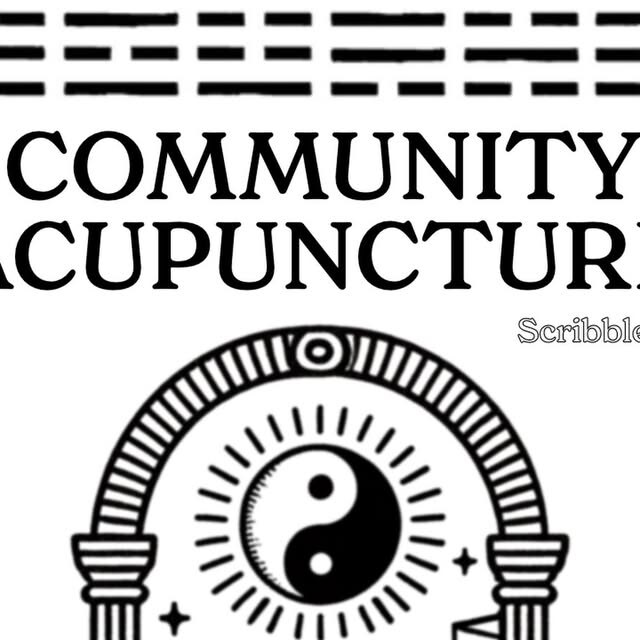 Scribble Community Acupuncture and live plant biofeedback music flyer