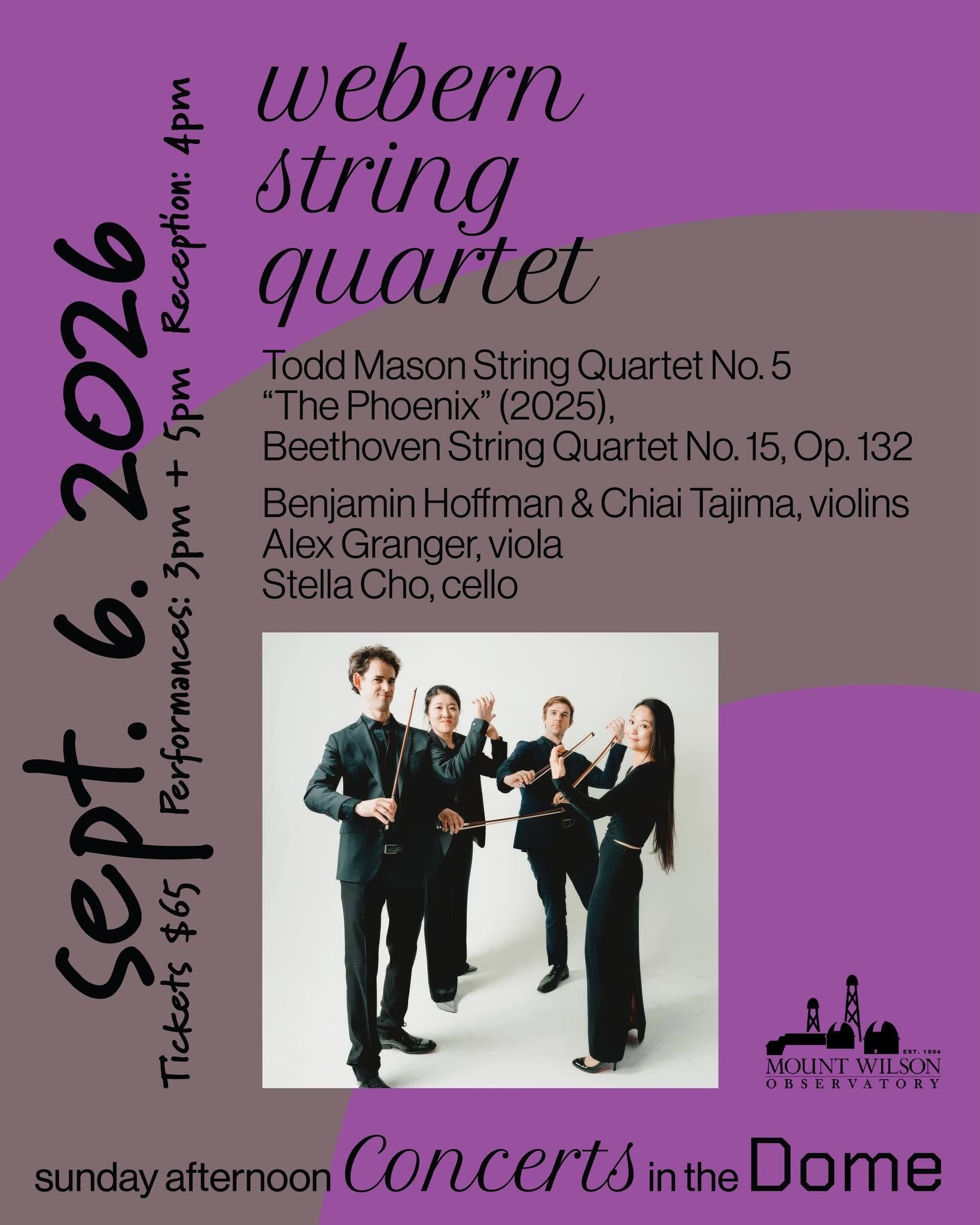 Webern String Quartet Concerts in the Dome flyer for September 6