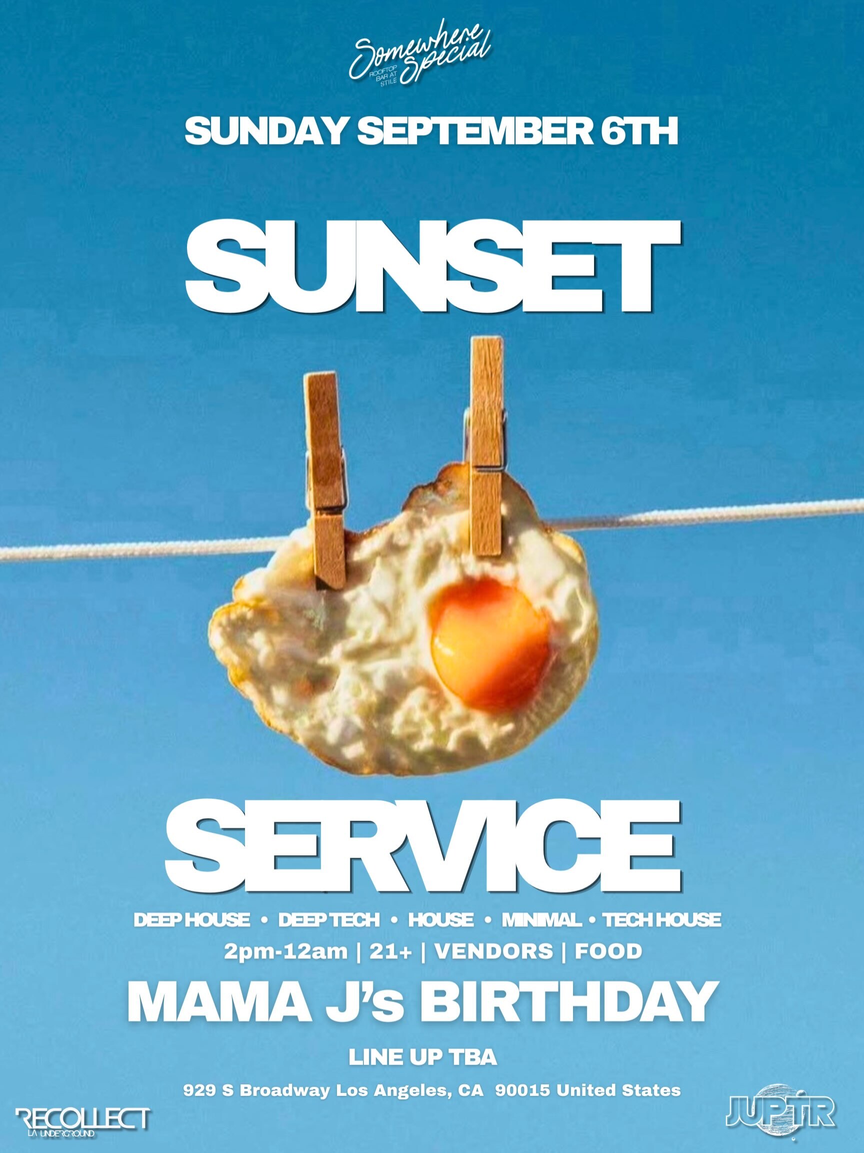 Sunset Sunday Service Mama J birthday flyer
