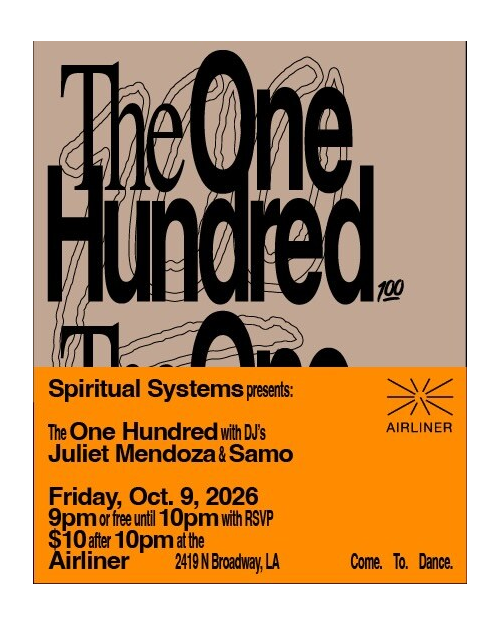 The One Hundred October Costume Get Down flyer with Juliet Mendoza and SAMO at The Airliner on October 9.