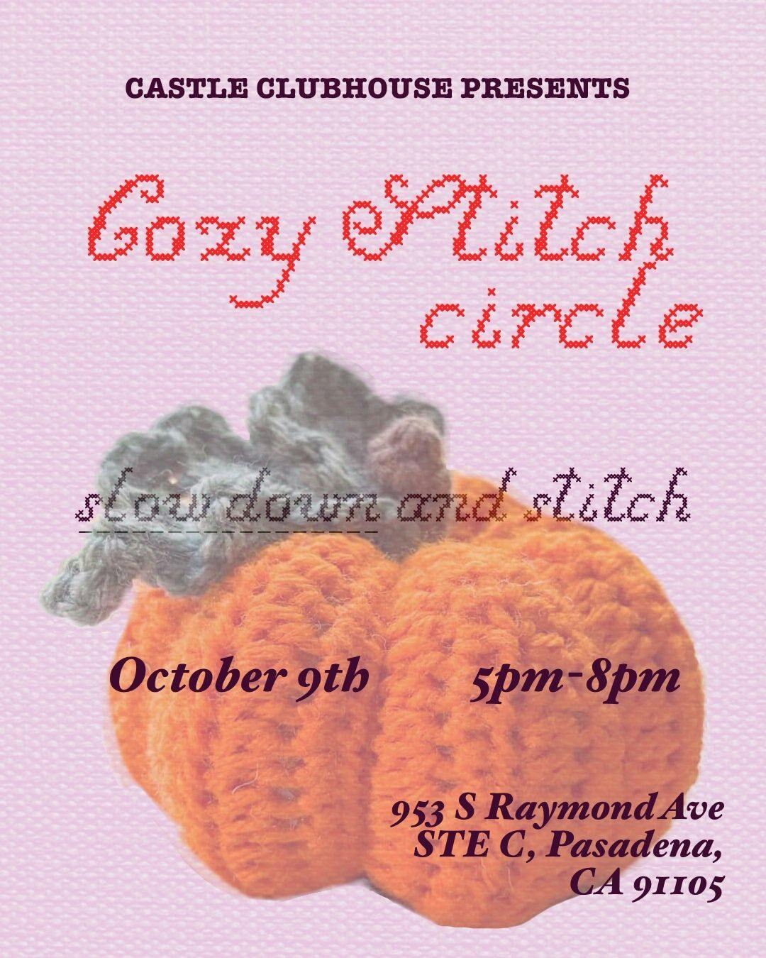 Cozy Stitch Circle official event flyer