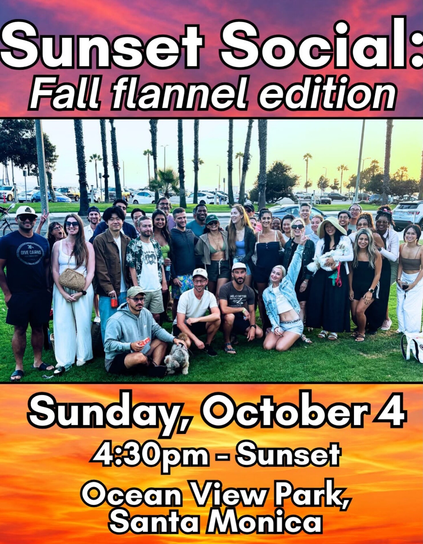 Westside Sunset Club Fall Flannel Sunset Social flyer for Ocean View Park on October 4.