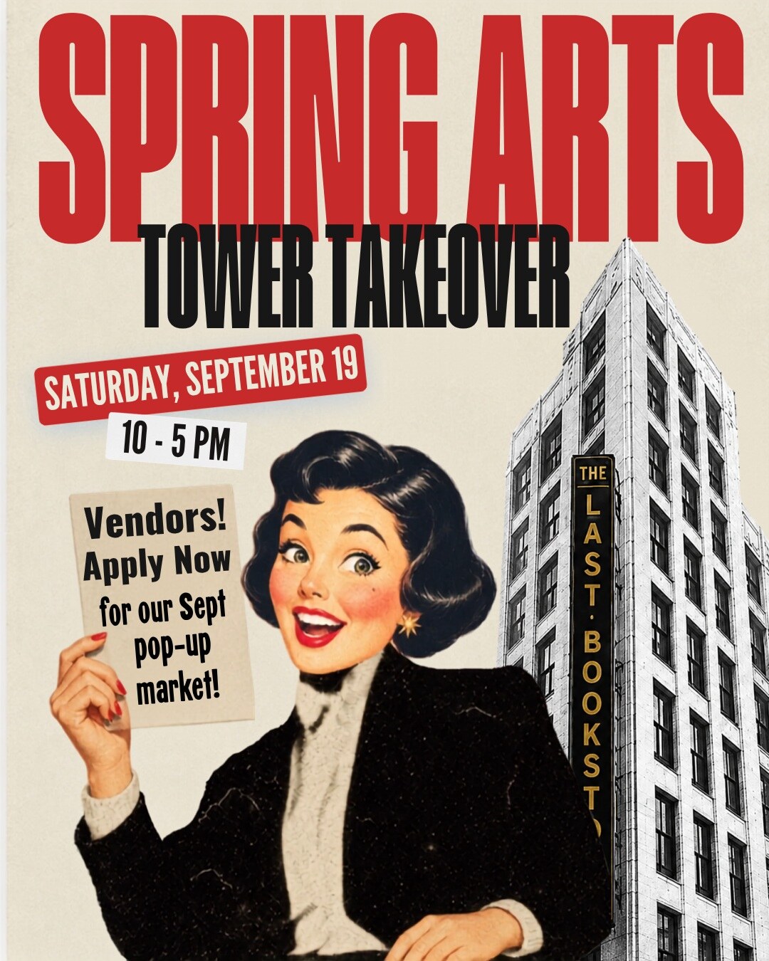 SPRING ARTS TOWER TAKEOVER flyer for September 19