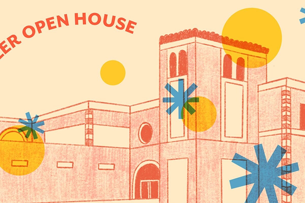 Drawing of the Fowler Museum exterior with colorful embellishments