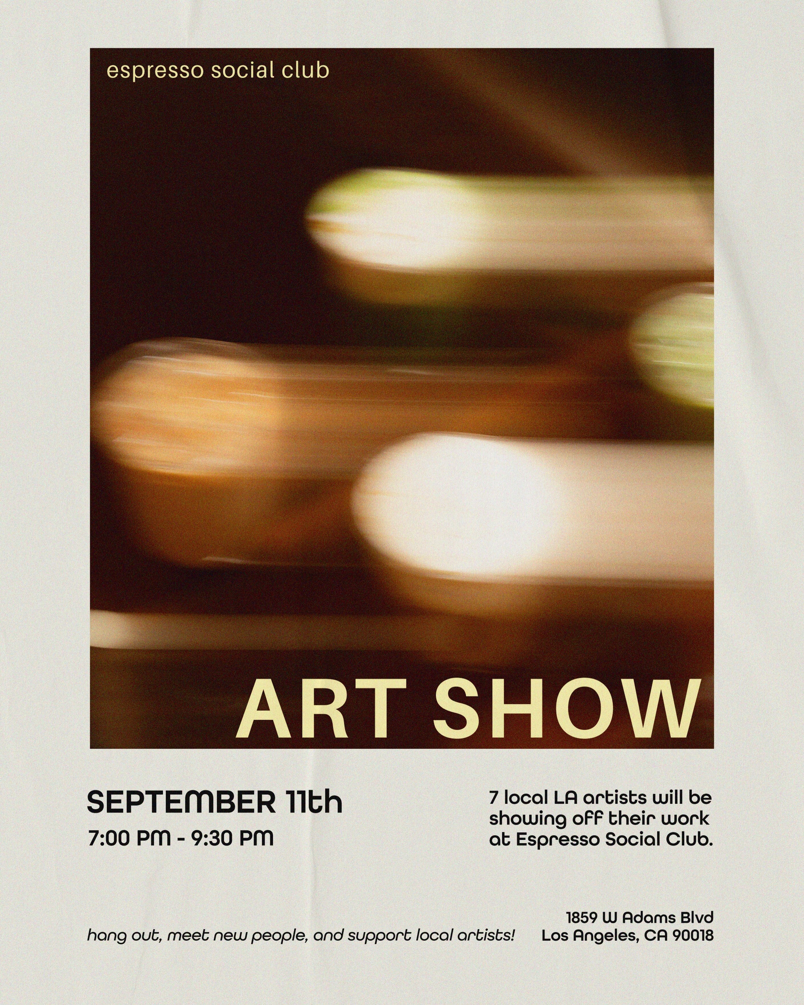 Art show at Espresso Social Club flyer