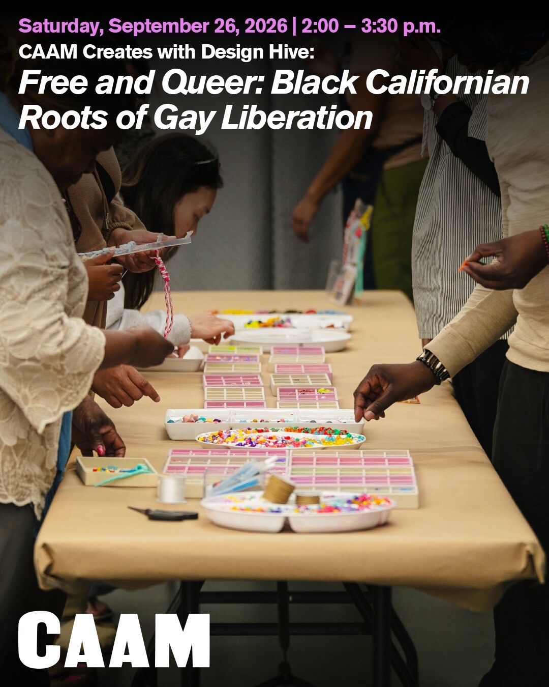 CAAM September calendar slide for the Free and Queer art-making program