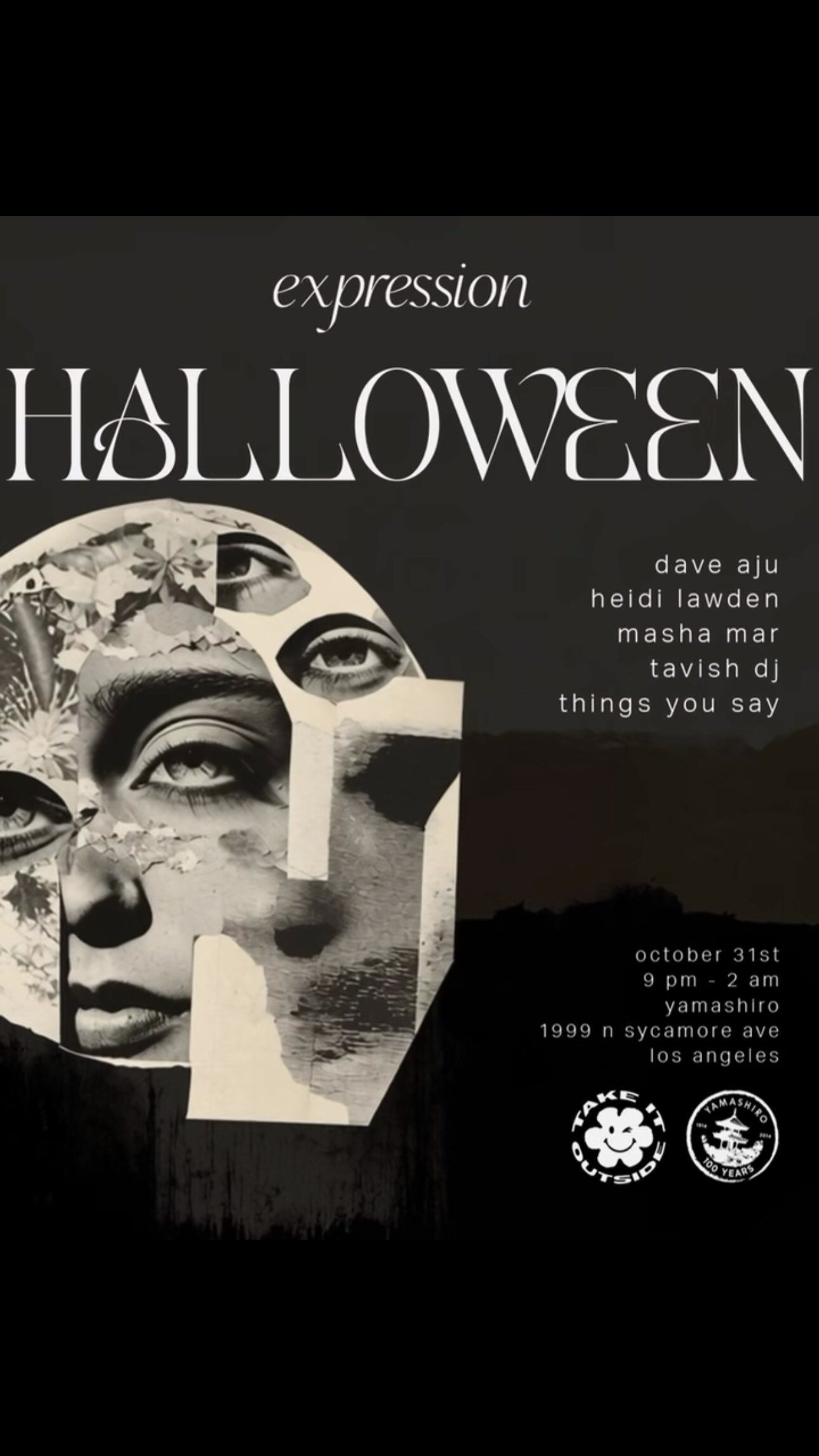 Expression Halloween flyer for October 31 at Yamashiro