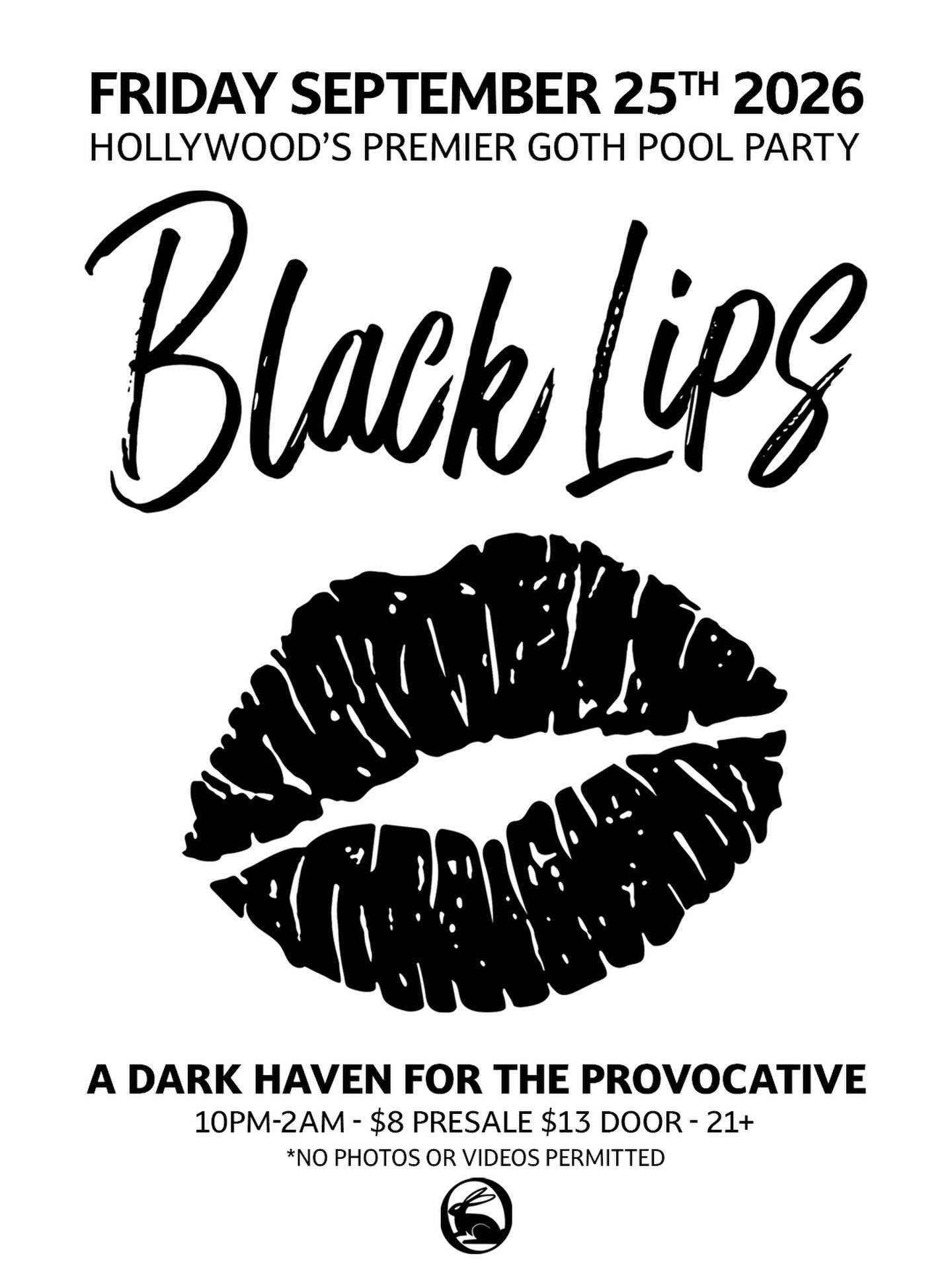 Black Lips goth pool party flyer at White Rabbit Sky Lounge