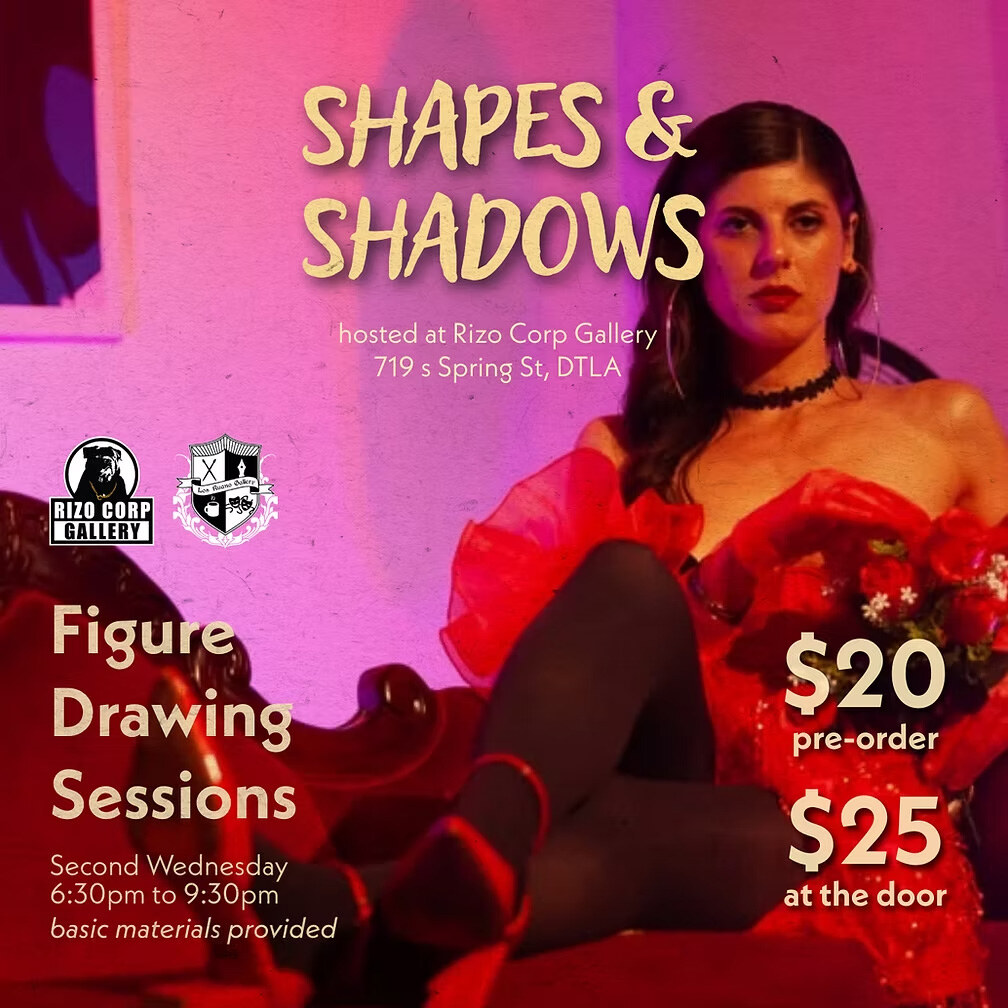 Shapes and Shadows figure drawing session flyer from Rizo Corp Gallery