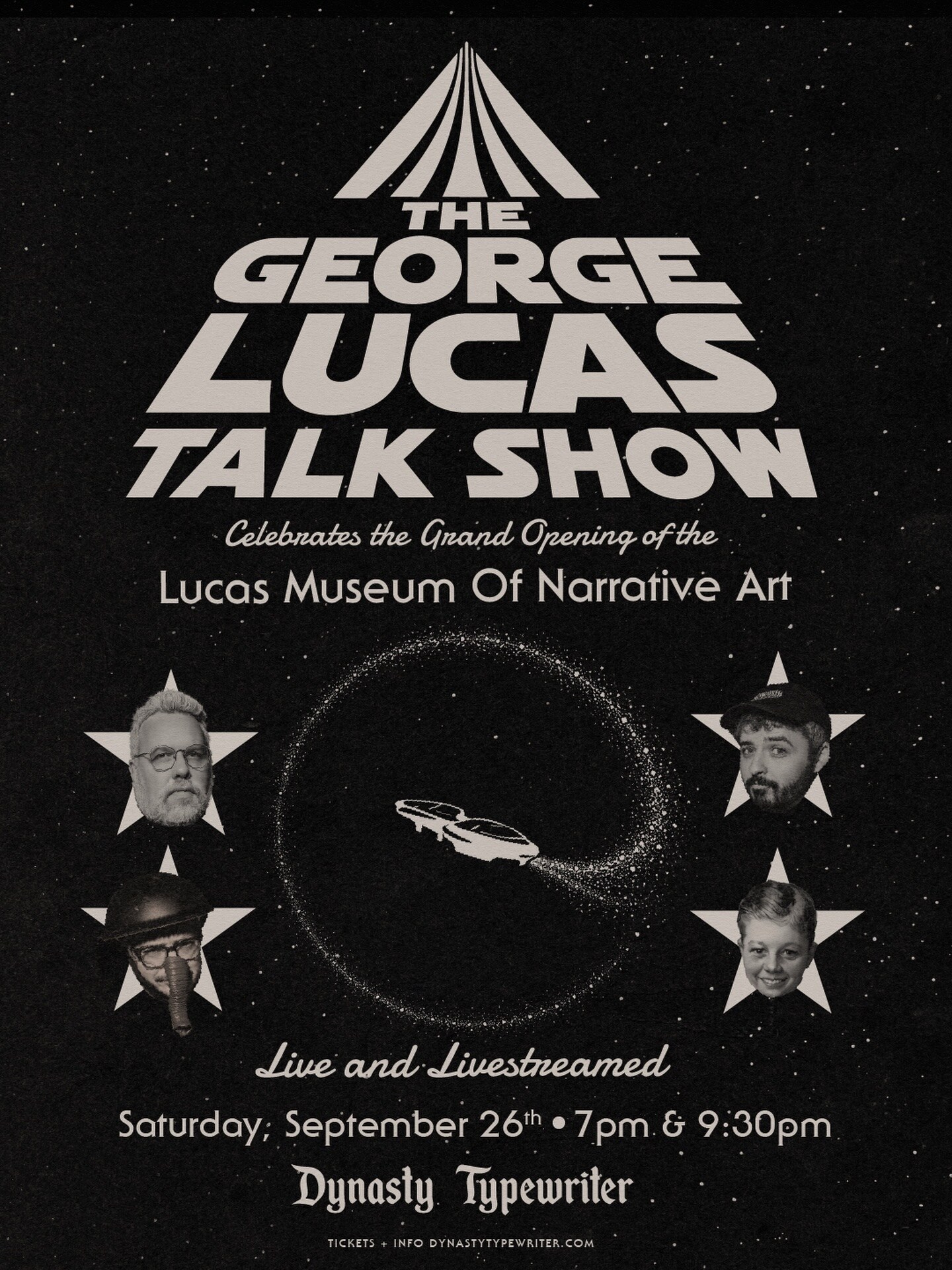 The George Lucas Talk Show Lucas Museum grand-opening shows flyer for September 26