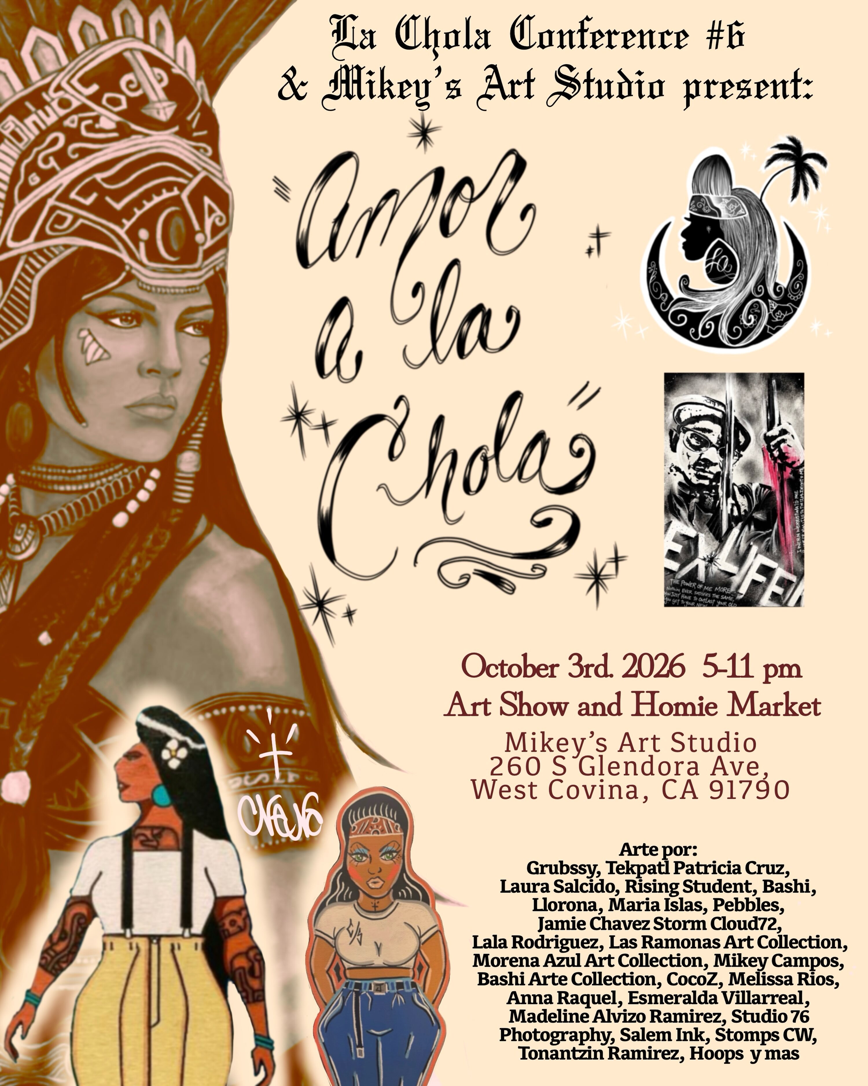 Amor a La Chola Art Show and Homie Market flyer for October 3.