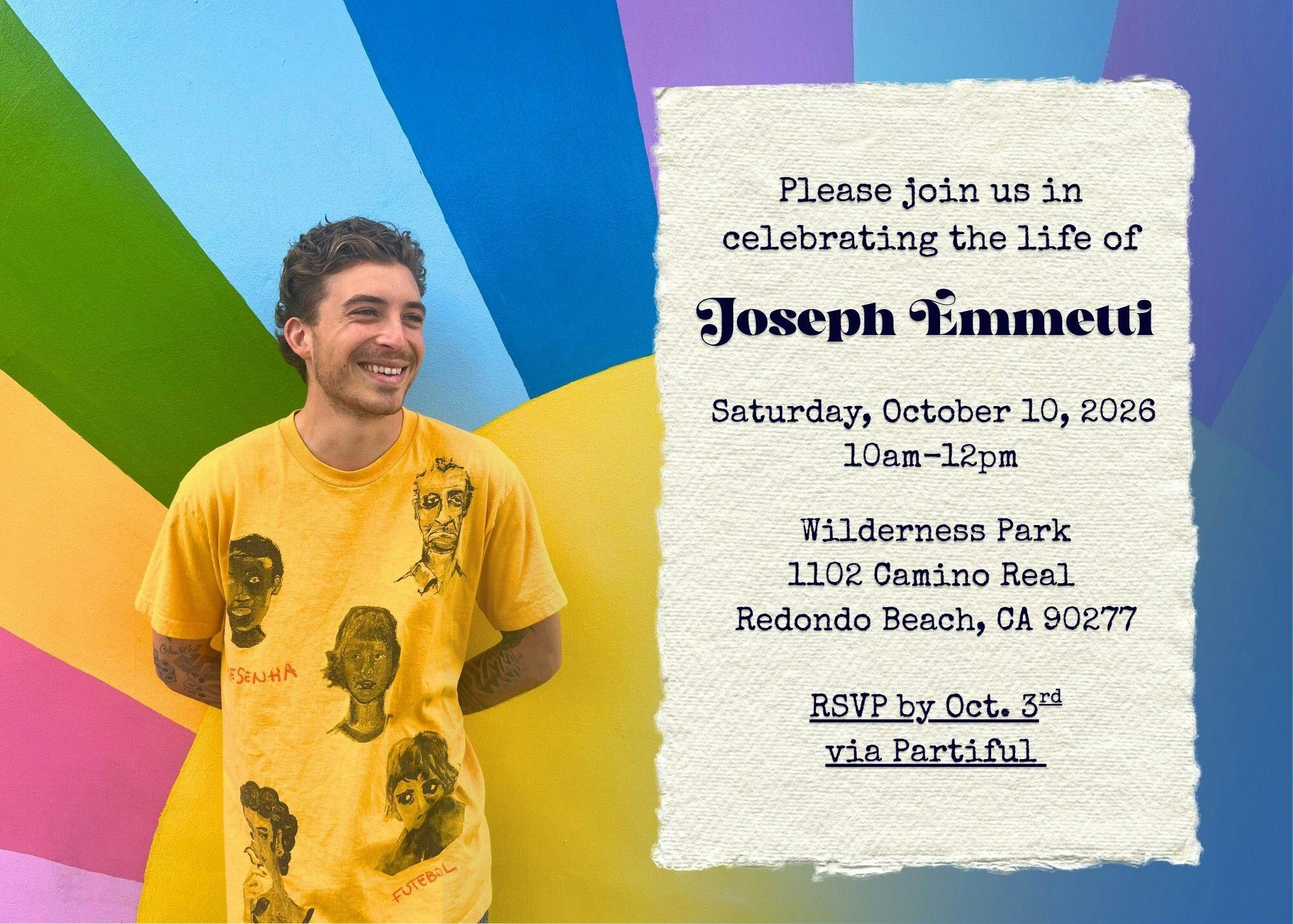Joseph Emmetti's Celebration of Life official event flyer
