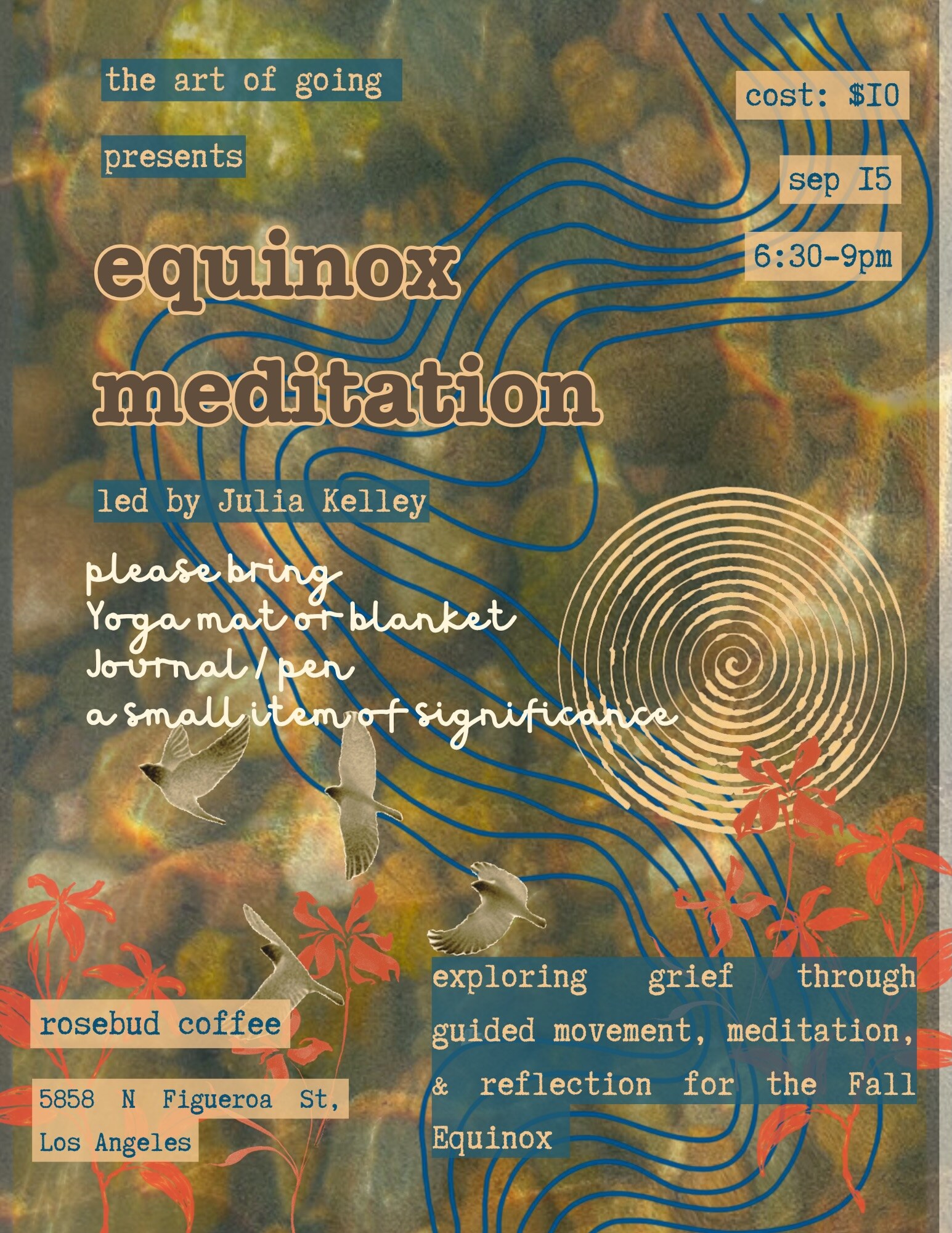 Equinox Meditation flyer for September 15 at Rosebud Coffee.