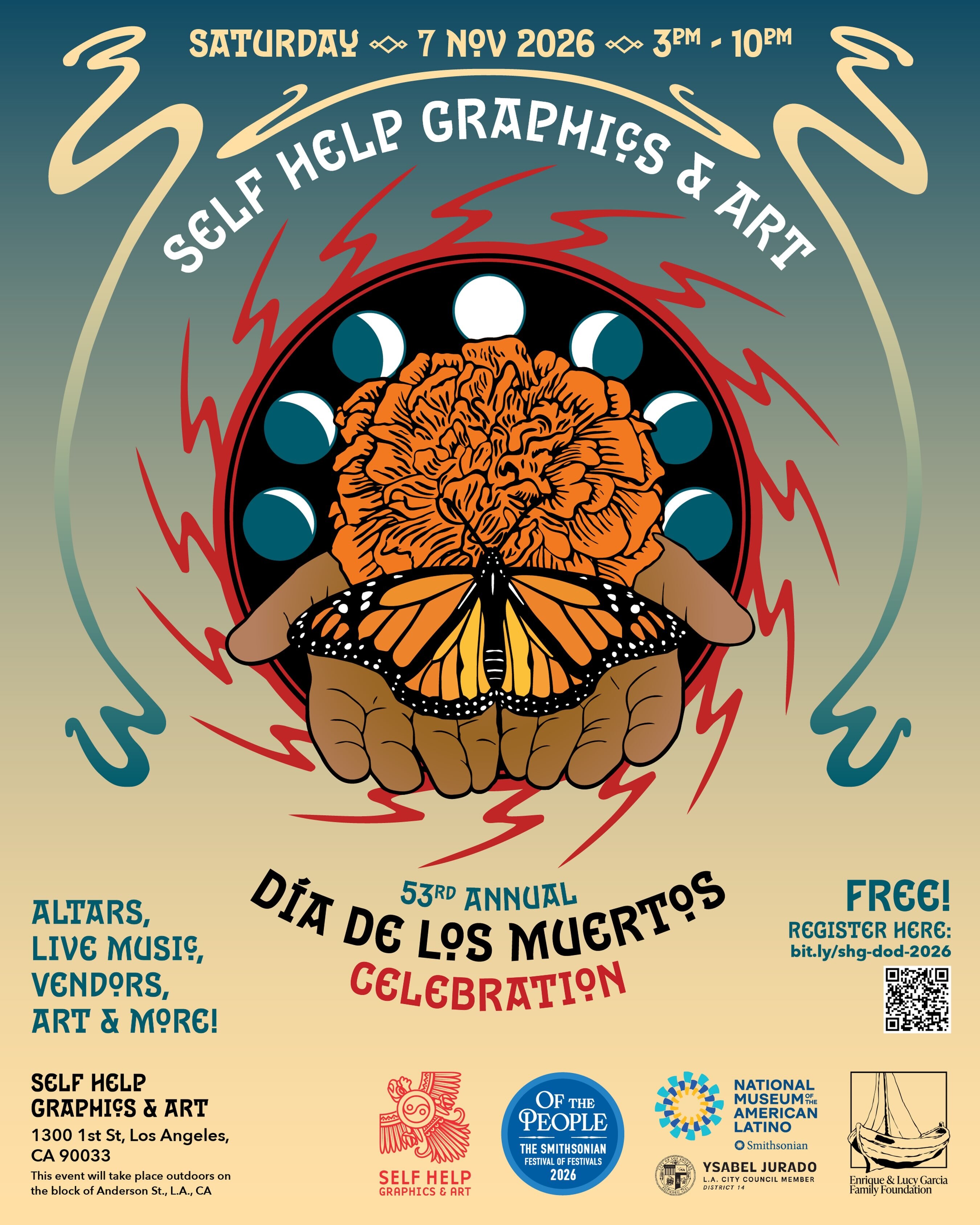 Self Help Graphics 53rd Annual Día de los Muertos celebration poster
