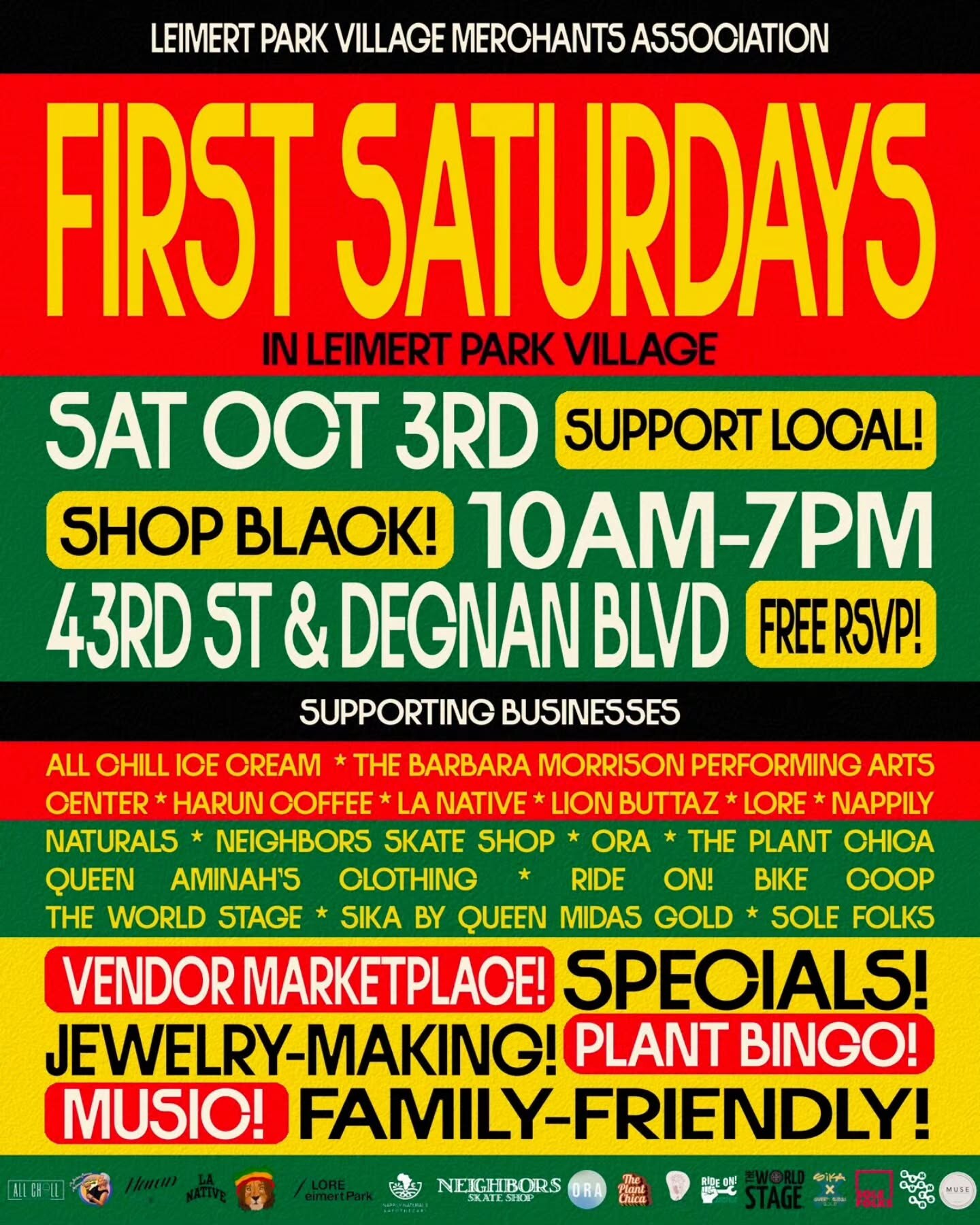 First Saturdays in Leimert Park Village community market flyer