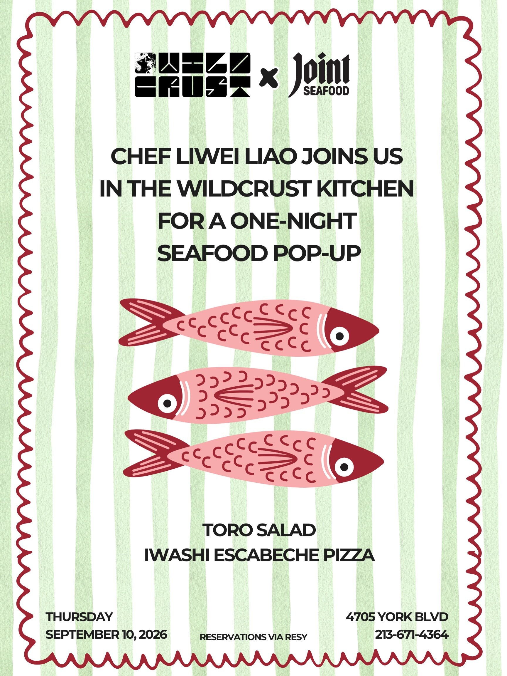 Wildcrust x Joint Seafood flyer announcing Chef Liwei Liao’s September 10 seafood pop-up.