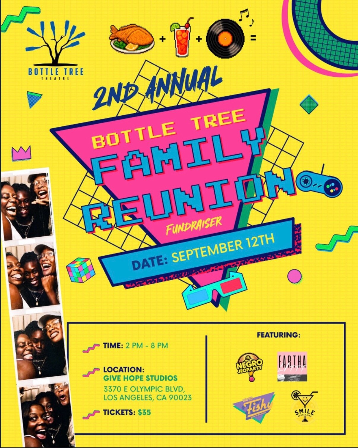 Bottle Tree Family Reunion fundraiser flyer for September 12 at Give Hope Studios