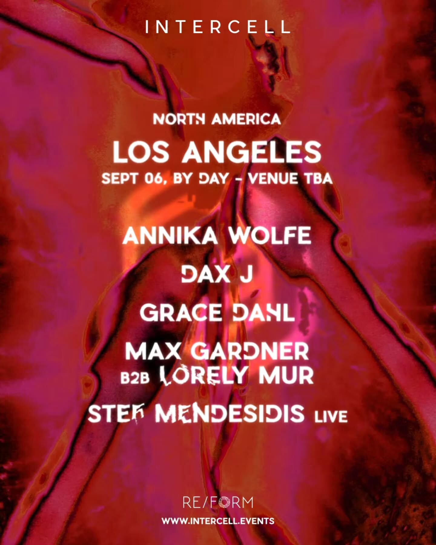 Intercell North America Los Angeles flyer for September 6 with the full six-act lineup