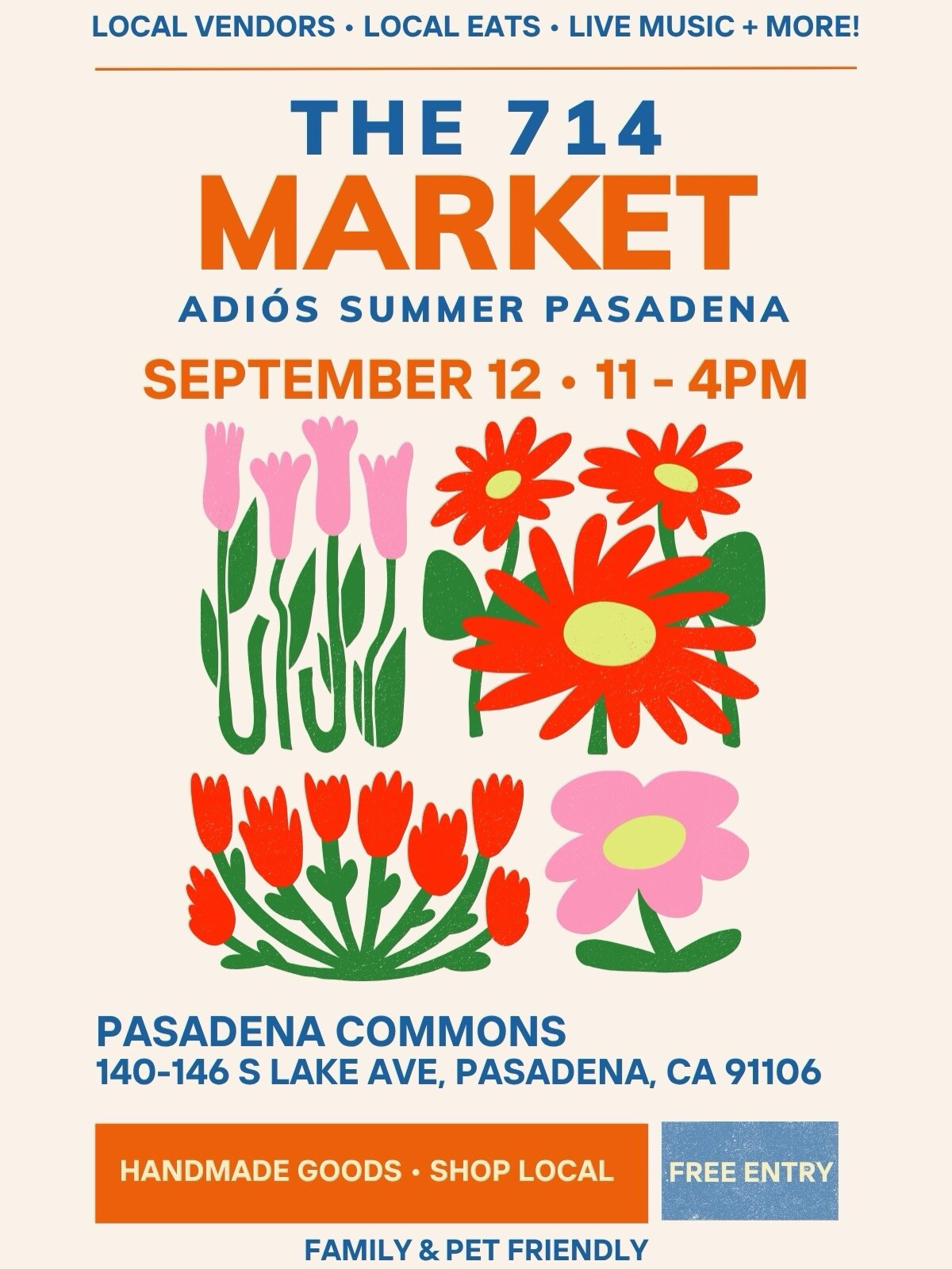 Adios Summer Pasadena market flyer at Pasadena Commons on September 12