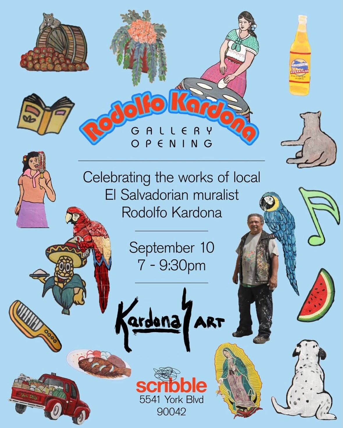 Rodolfo Kardona gallery opening flyer for September 10 at Scribble