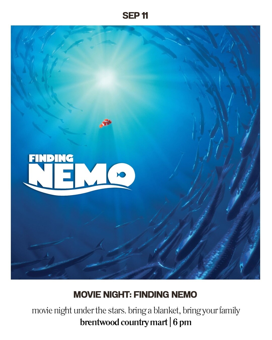 finding nemo movie night flyer