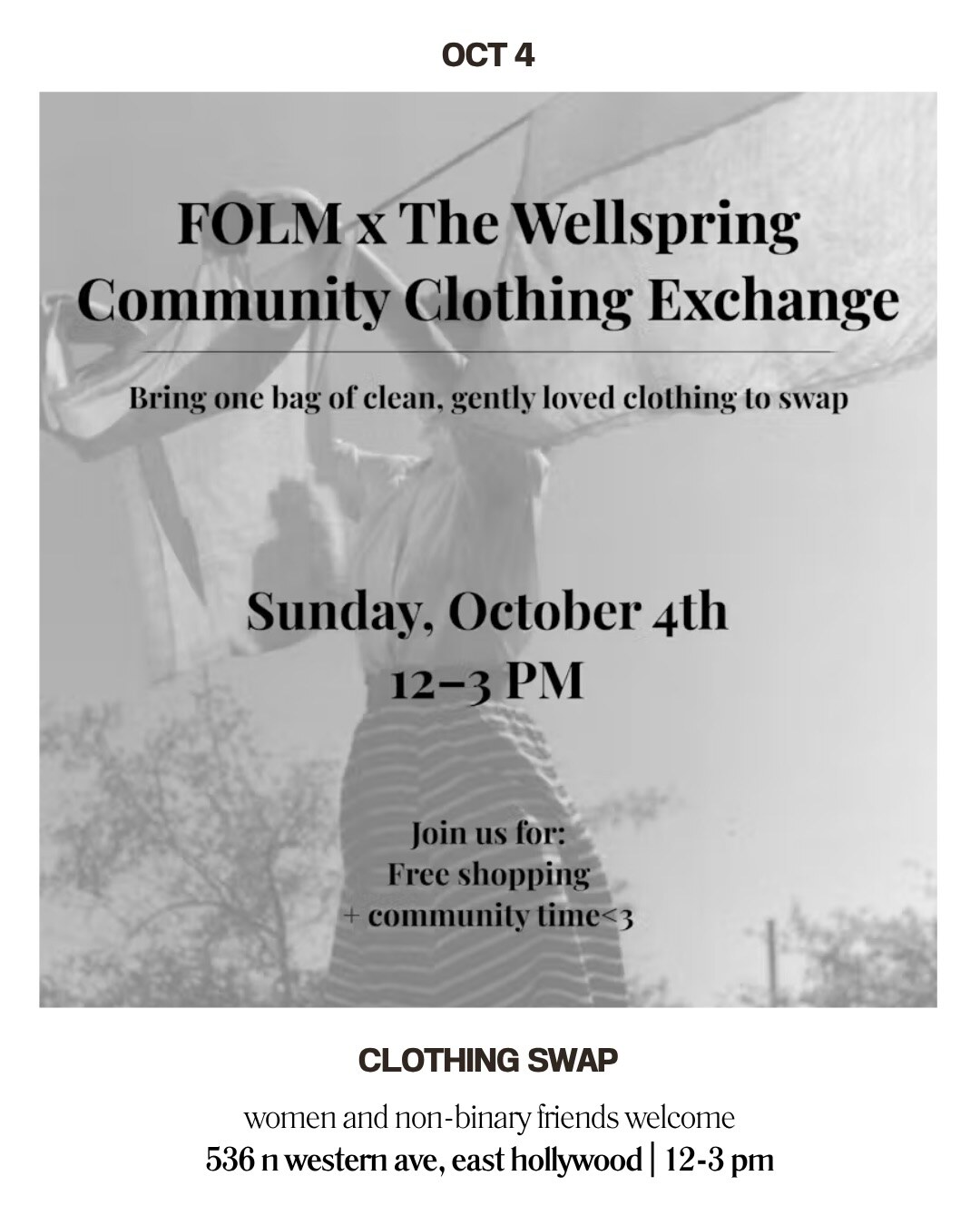 East Hollywood clothing swap flyer for October 4.