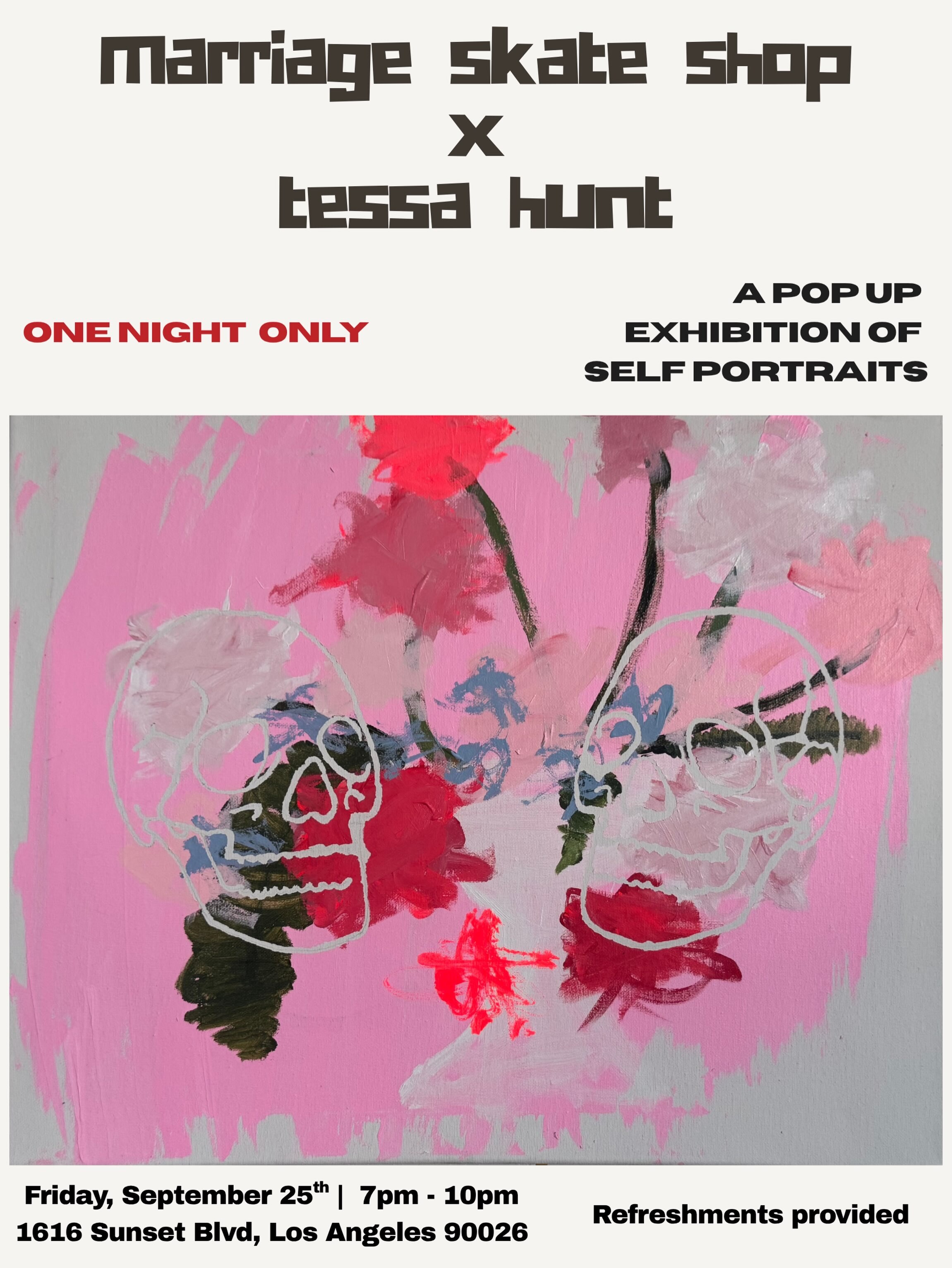 marriage x tessa one-night self-portrait exhibition flyer