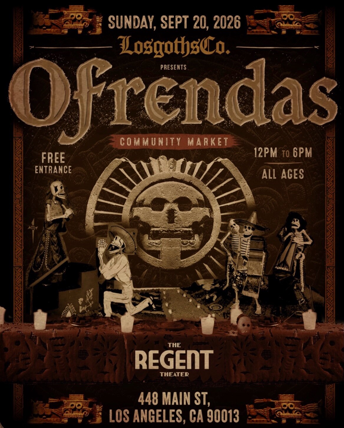 Brown and black Ofrendas community market flyer