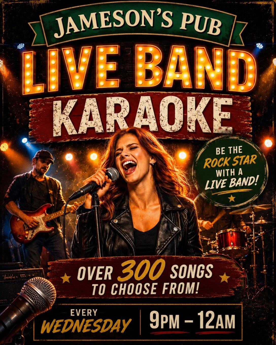 LIVE BAND KARAOKE flyer for Jameson's Pub Culver City