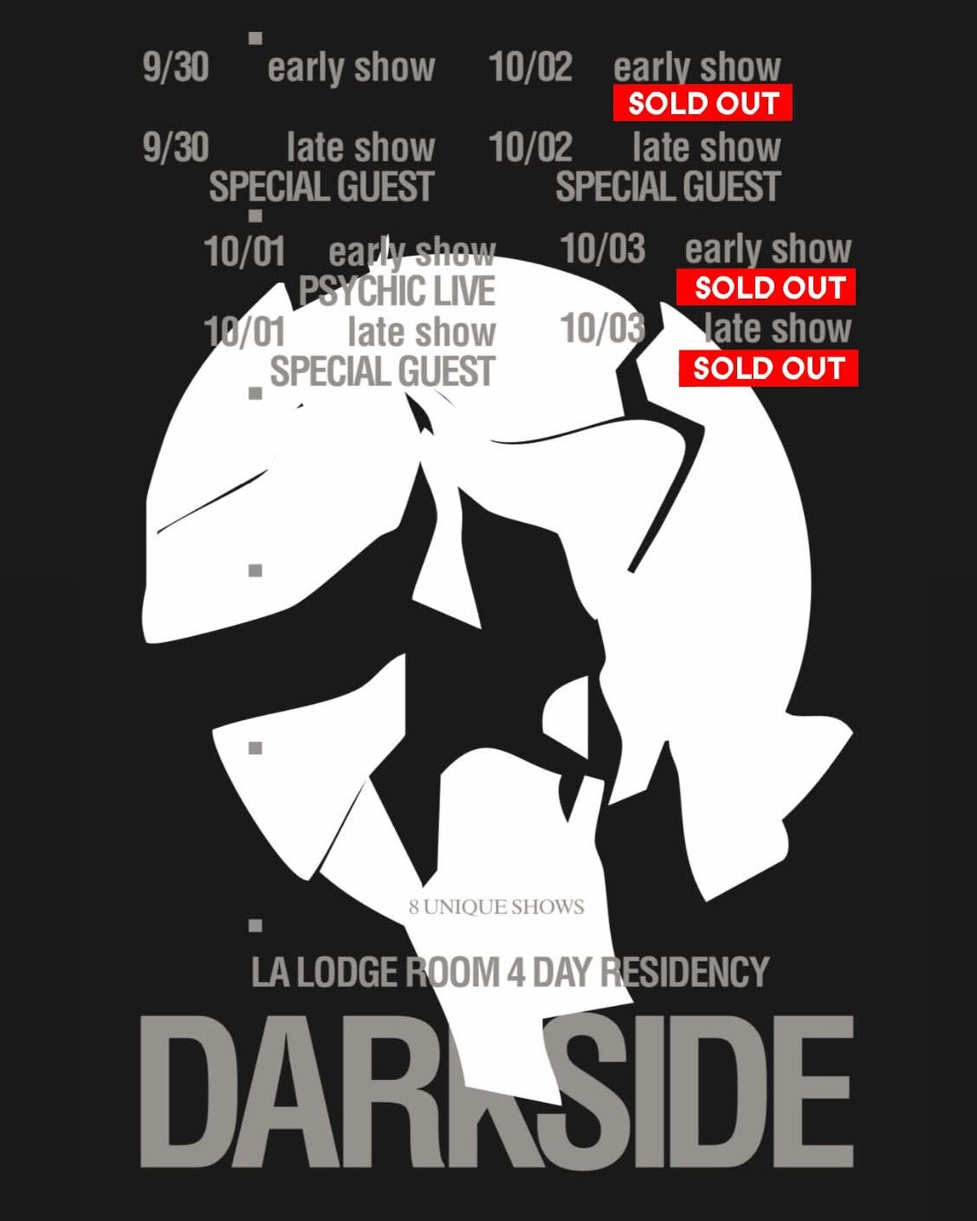 Darkside eight-show Lodge Room residency flyer for September 30 through October 3