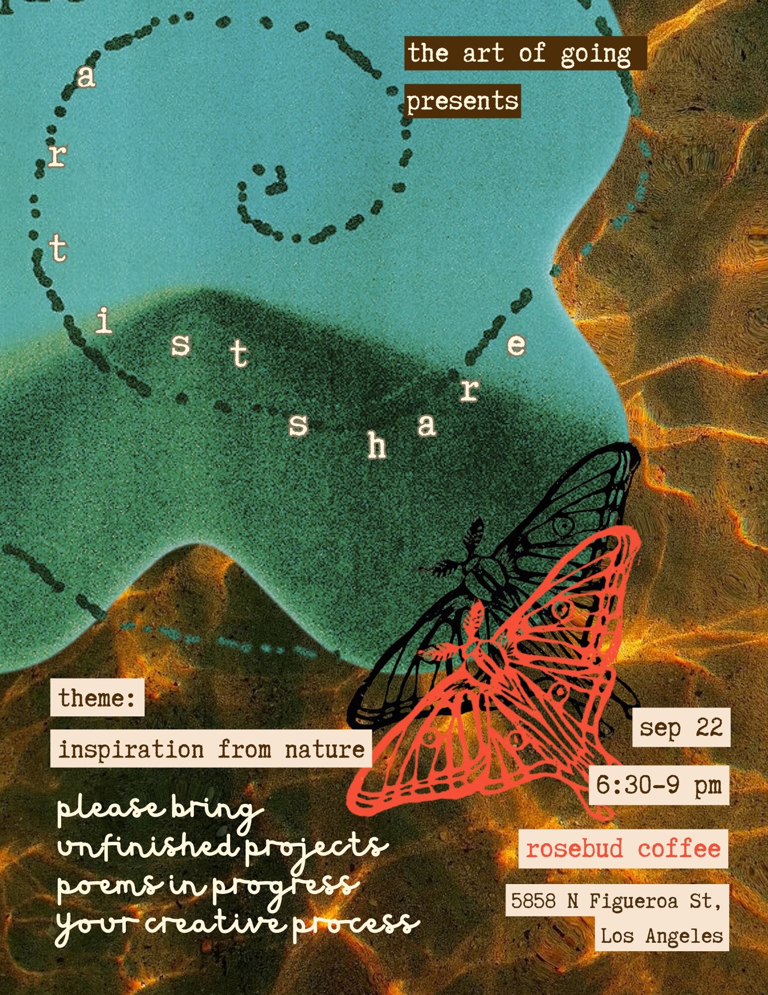 Artist Share flyer for September 22 at Rosebud Coffee.