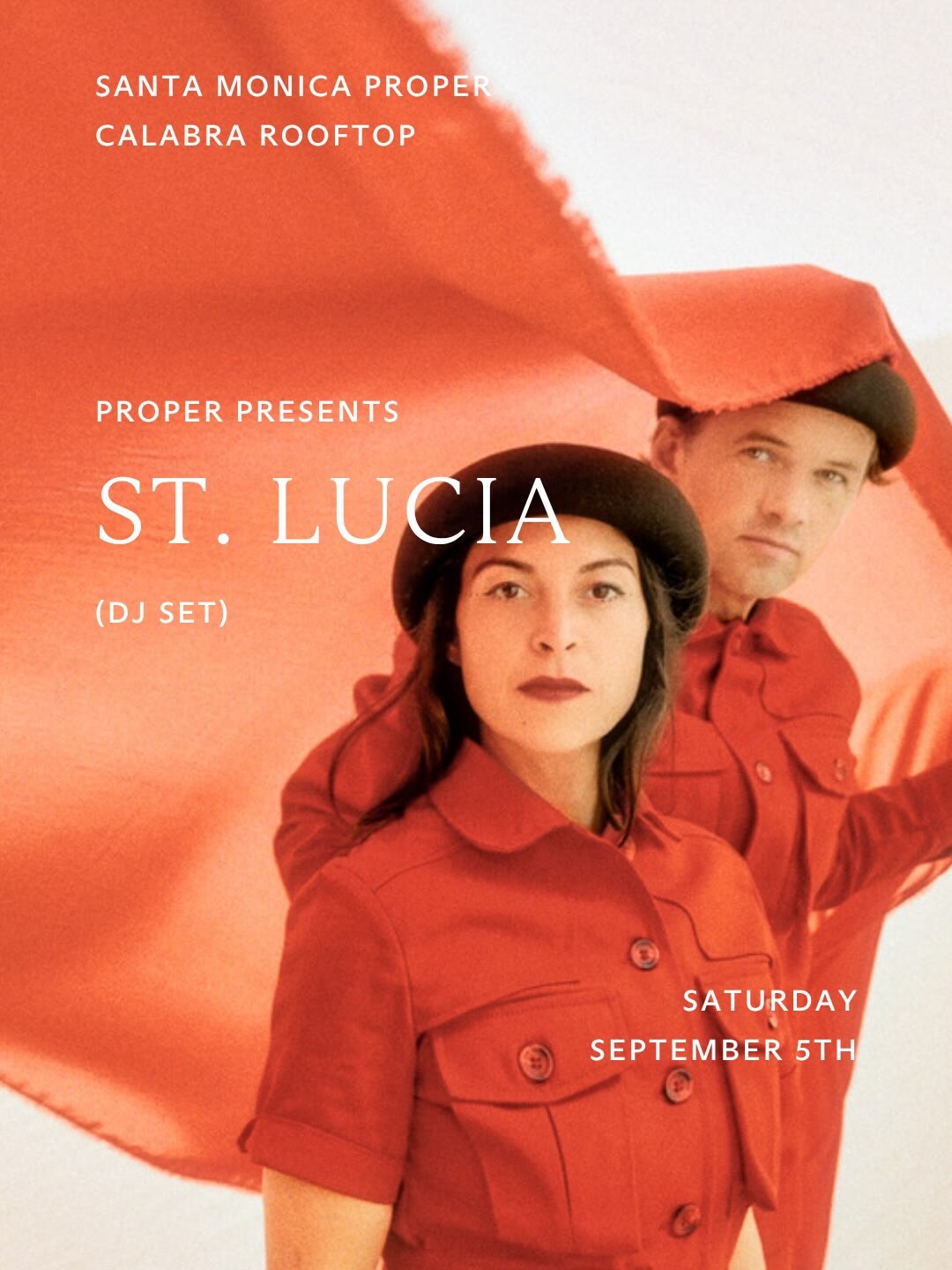 Orange Proper Presents flyer for St. Lucia's September 5 DJ set on the Calabra rooftop.