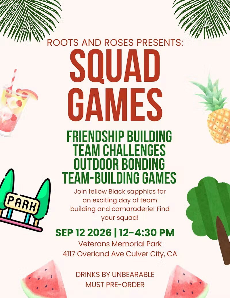 Roots and Roses Squad Games flyer
