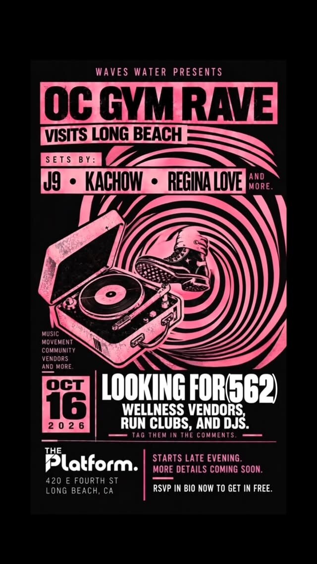 OC Gym Rave Long Beach flyer naming October 16, The Platform and the DJ lineup