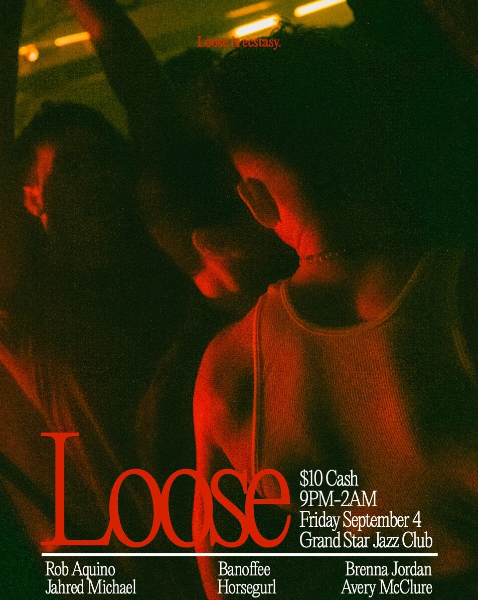 Loose flyer: Friday September 4, 9 PM–2 AM, $10 cash at Grand Star Jazz Club, with Rob Aquino, Banoffee, Brenna Jordan, Jahred Michael, Horsegurl and Avery McClure.
