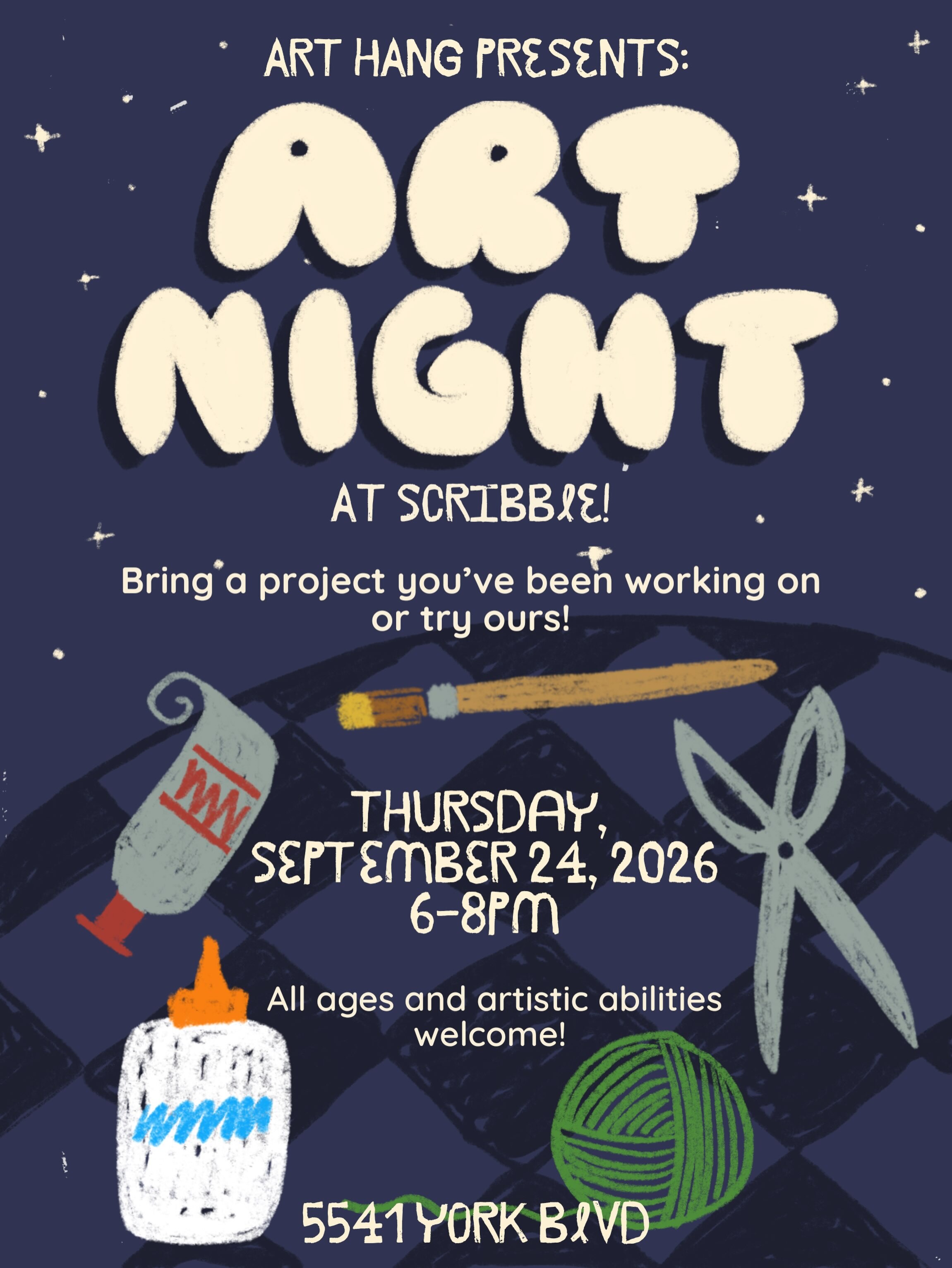 Art Night at Scribble flyer