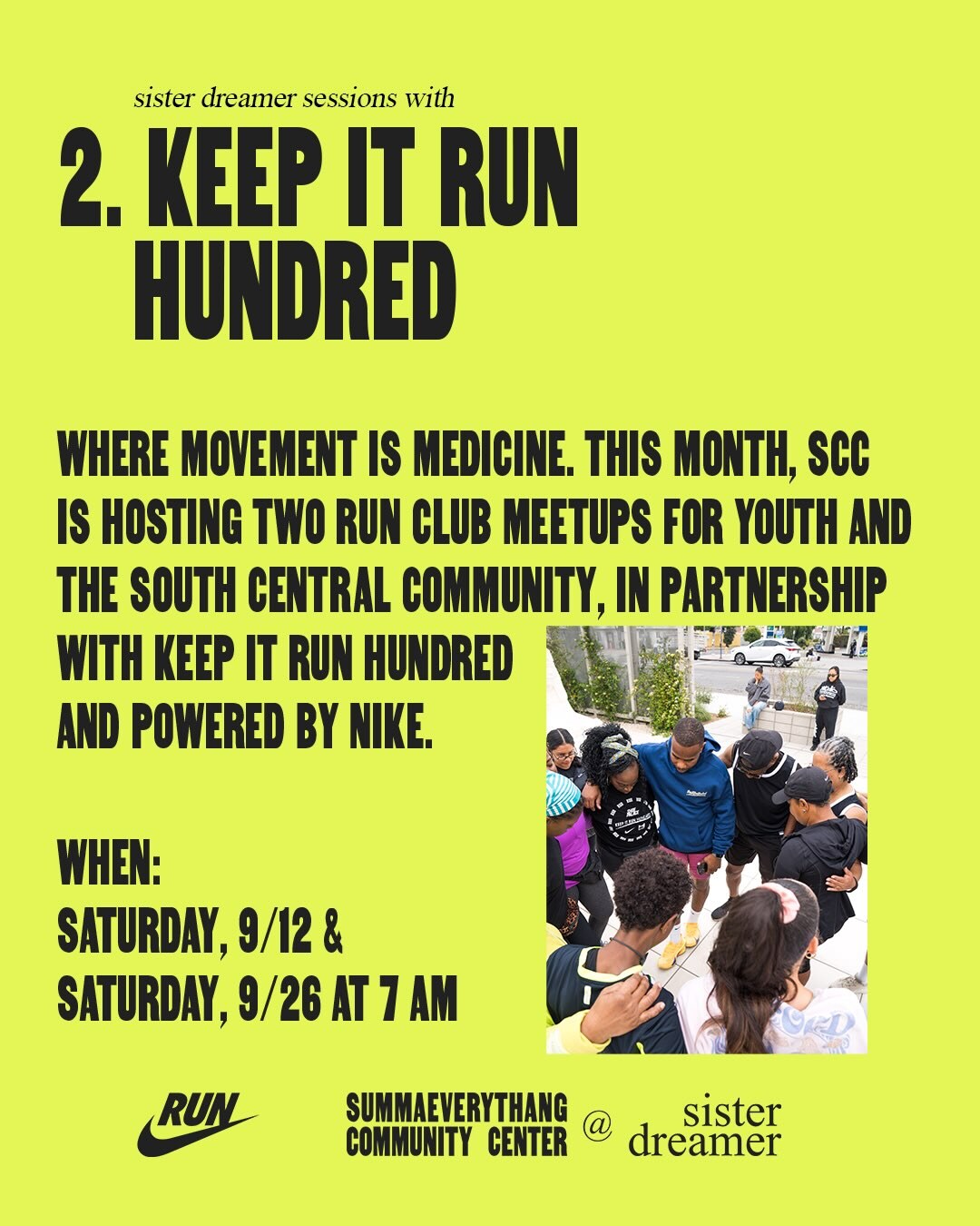 Keep It Run Hundred free community run flyer for 2026-09-26 at sister dreamer