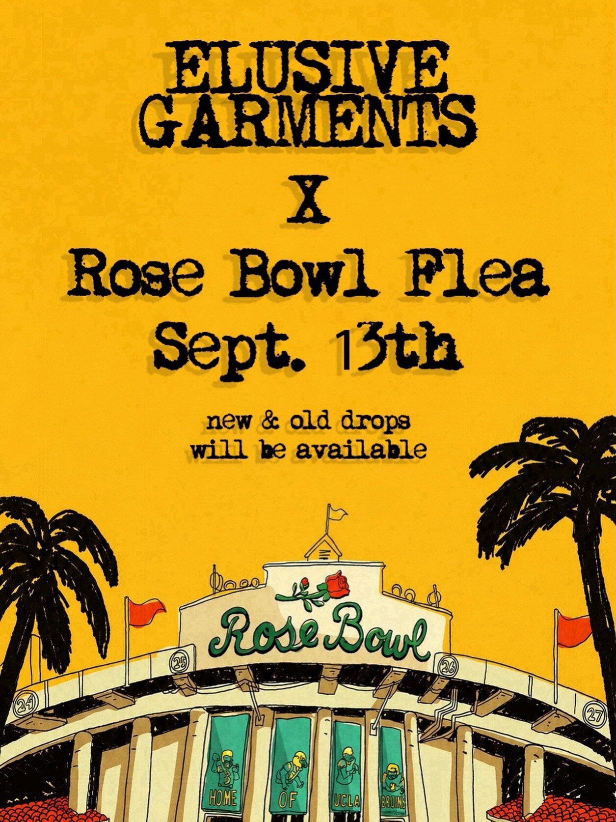 Elusive Garments pop-up art gallery flyer for the Rose Bowl Flea Market on September 13.