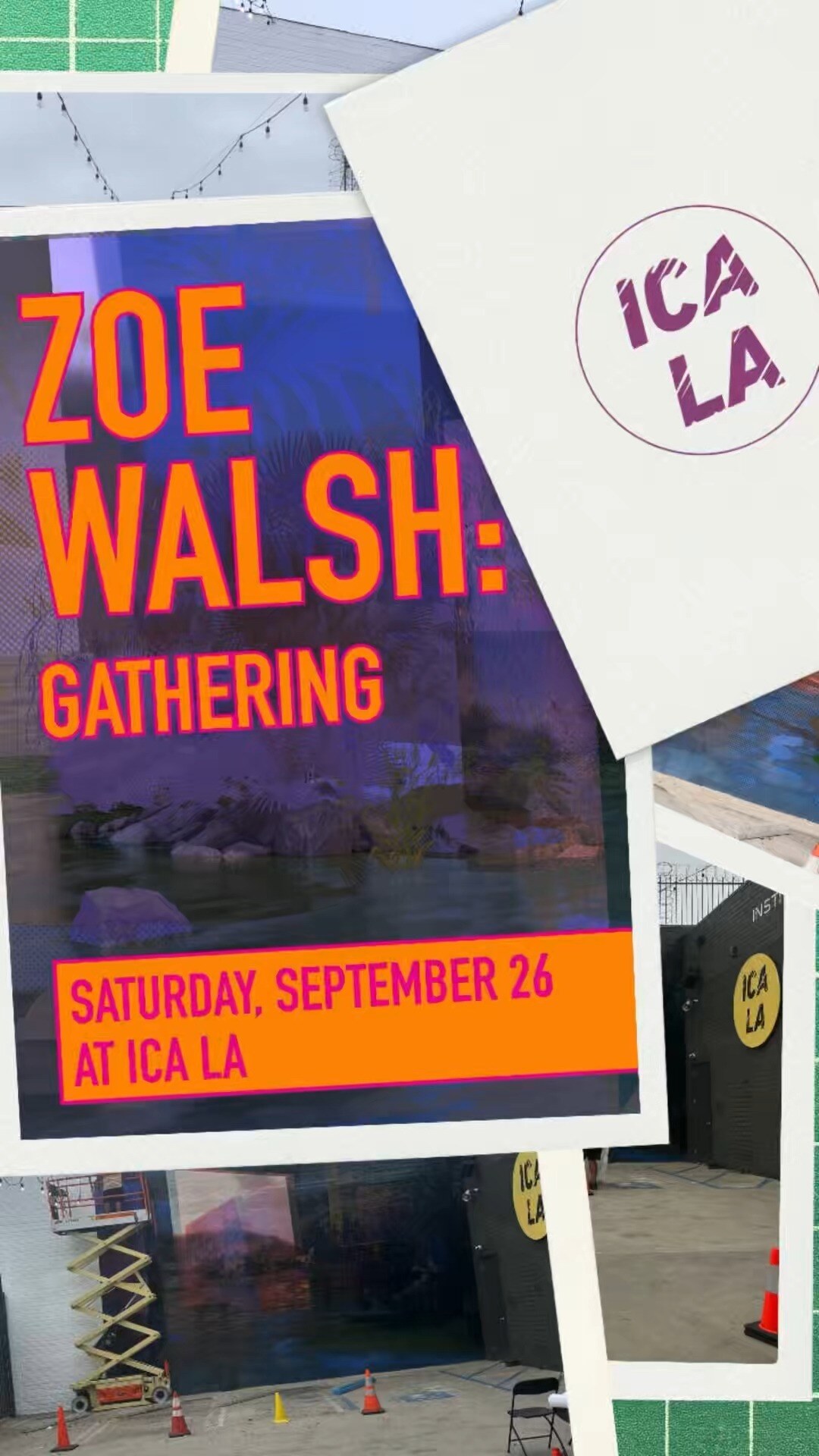 Zoe Walsh Gathering mural installation at ICA LA, opening September 26.