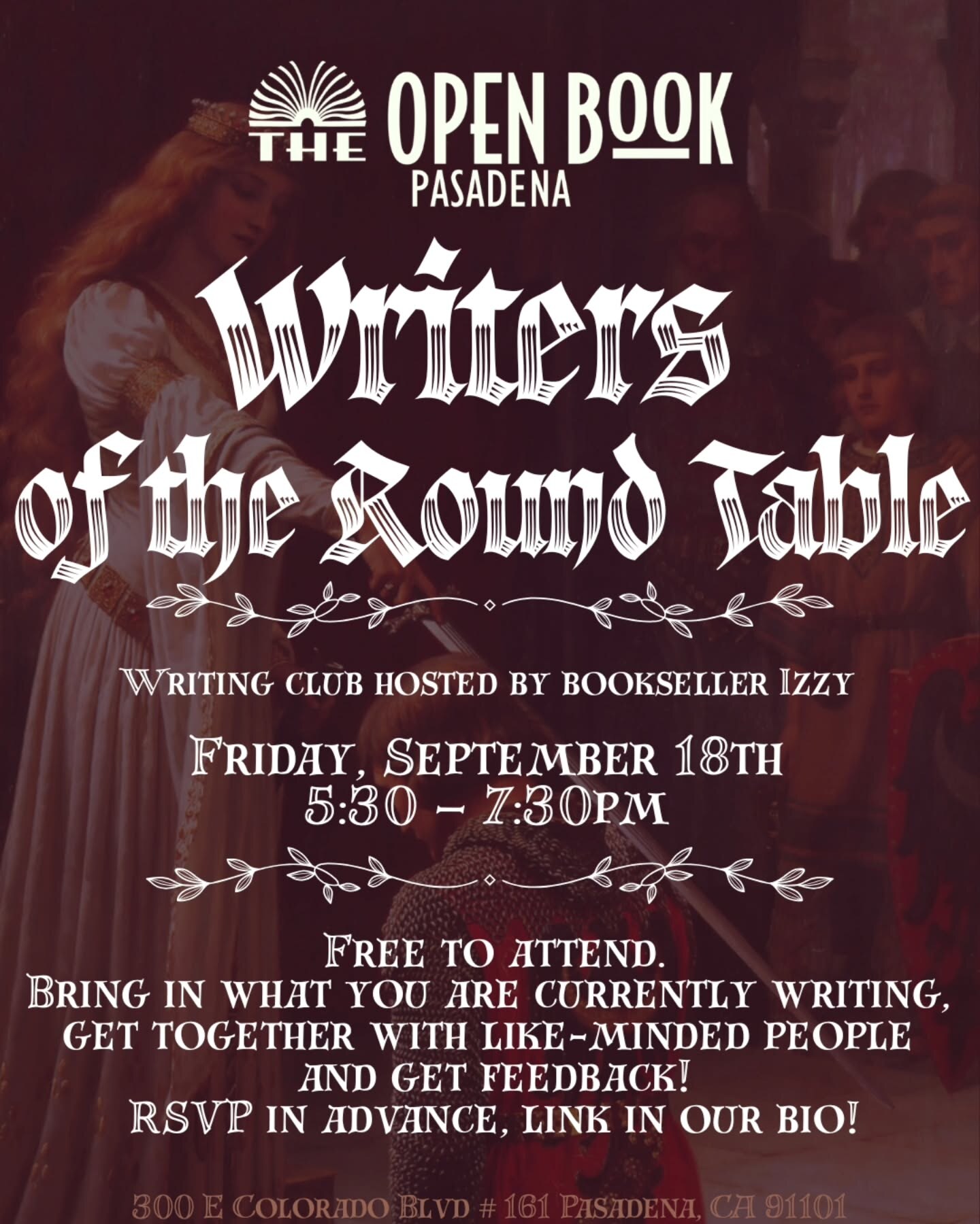 Writers of the Round Table writing club flyer