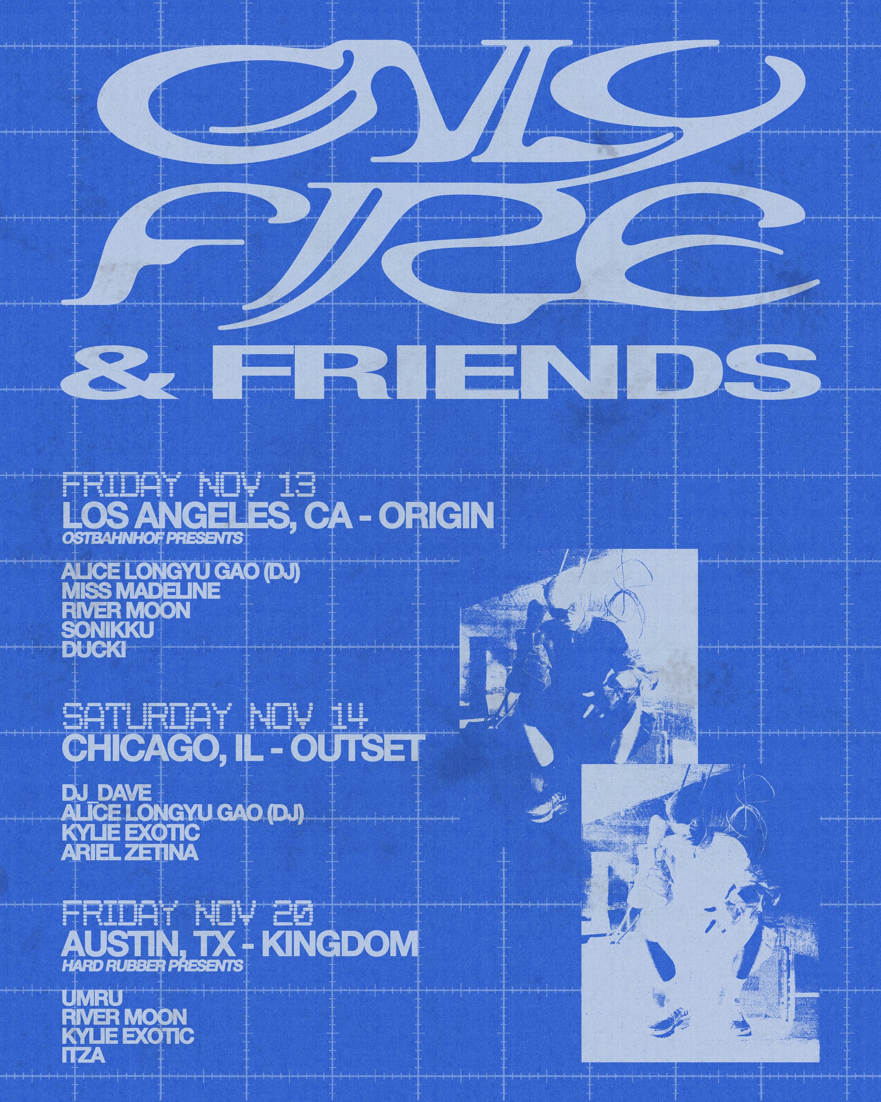 Blue Ostbahnhof Only Fire and Friends party flyer for November 13 at Origin