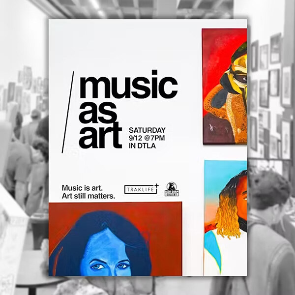 Music As Art event flyer from Rizo Corp Gallery and Traklife Music