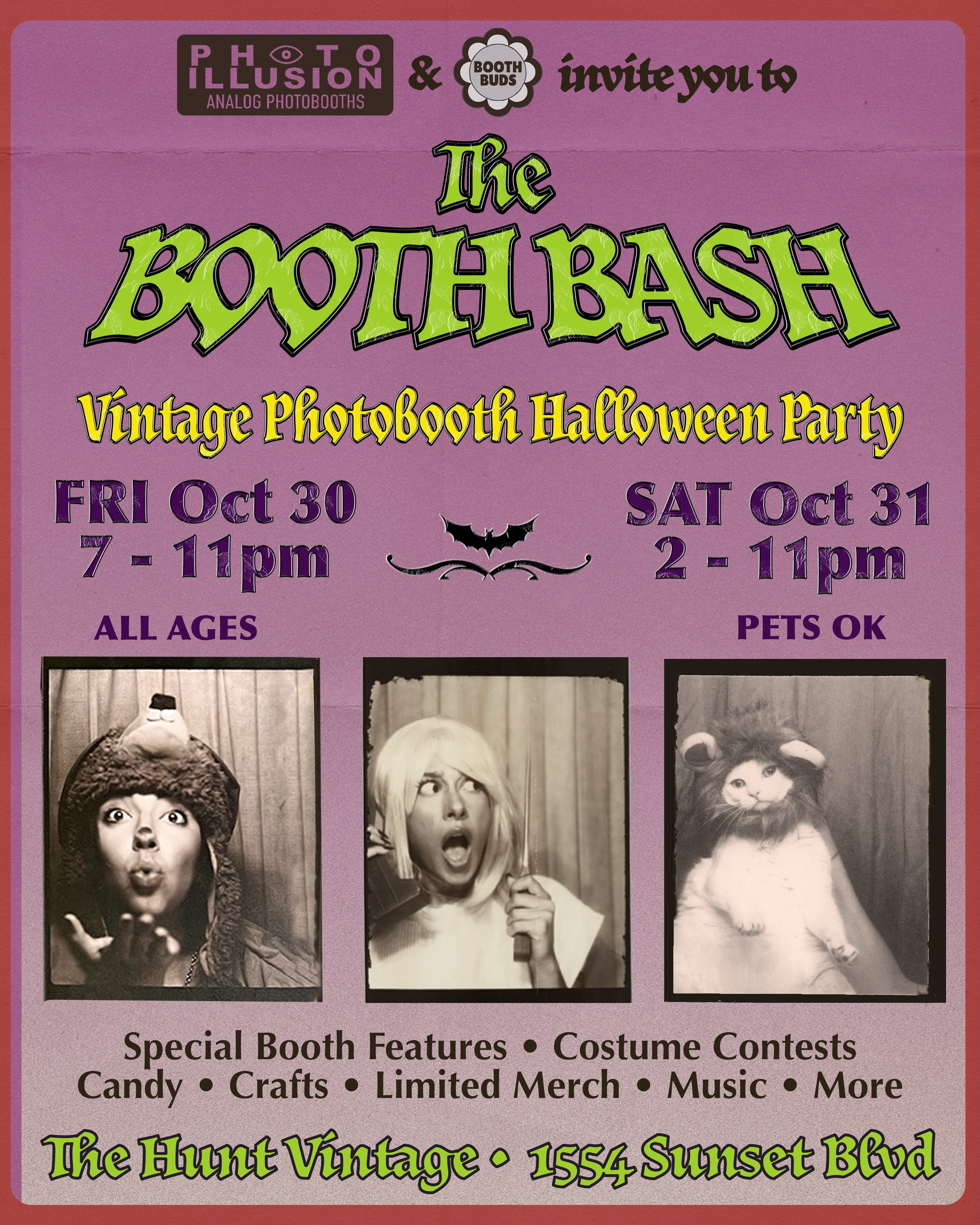 Booth Bash vintage photobooth Halloween party flyer