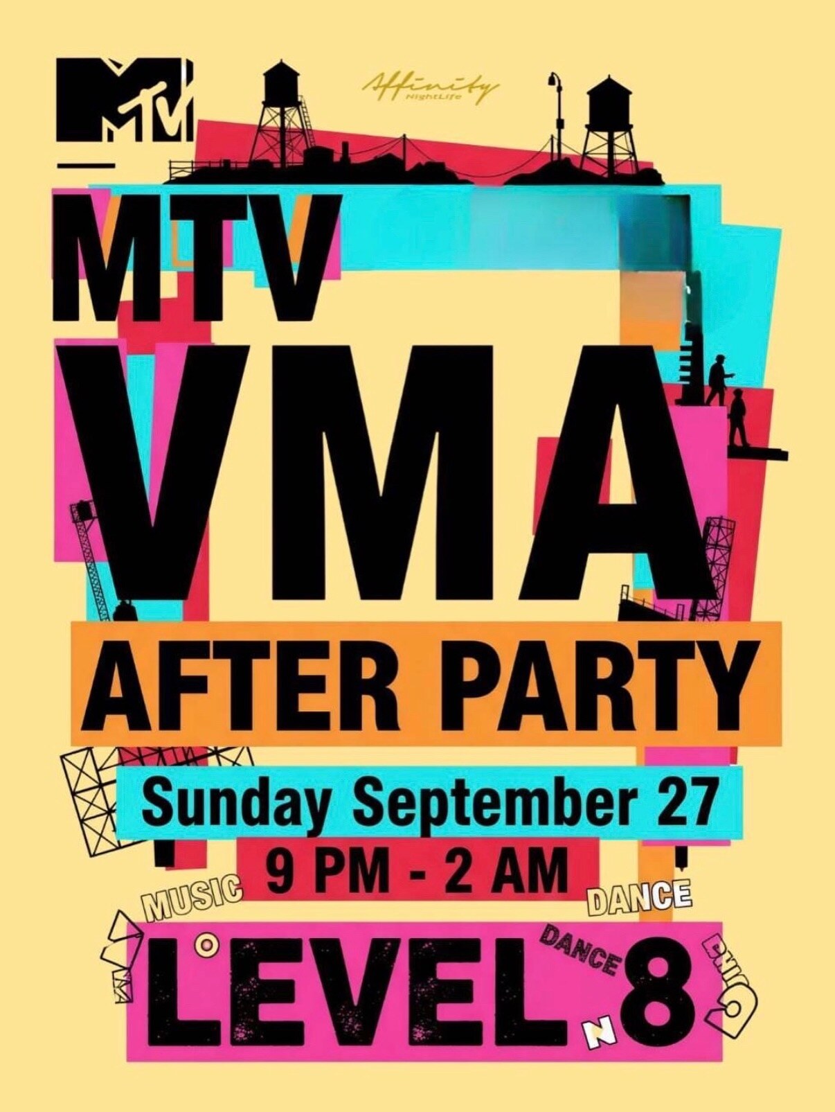 MTV VMA After Party flyer for September 27 at Level 8