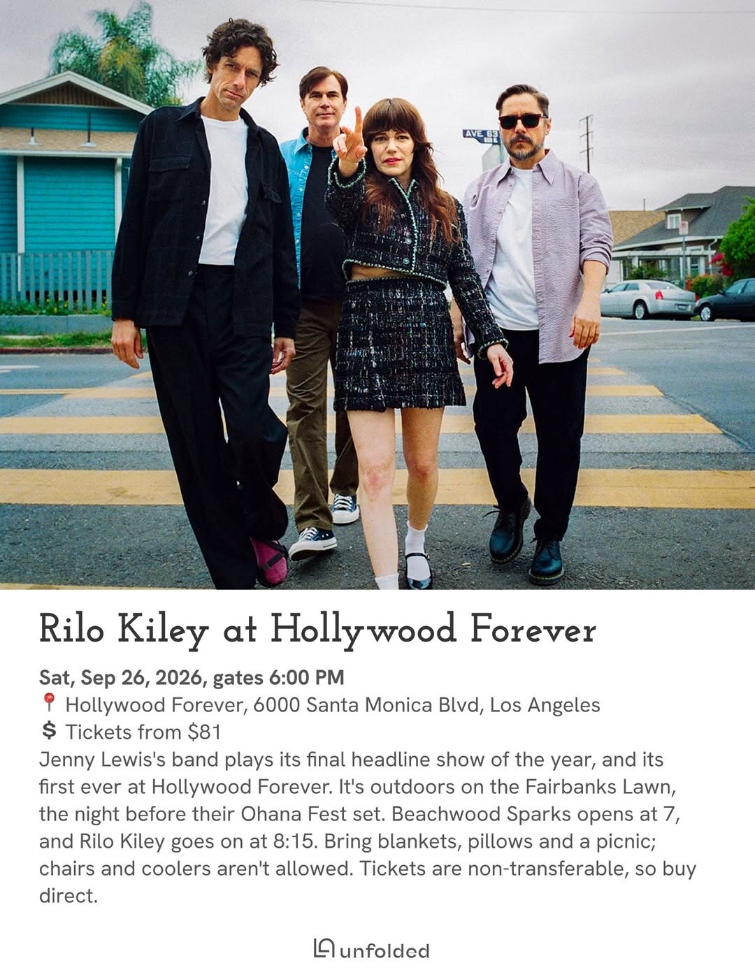 Rilo Kiley at Hollywood Forever event flyer