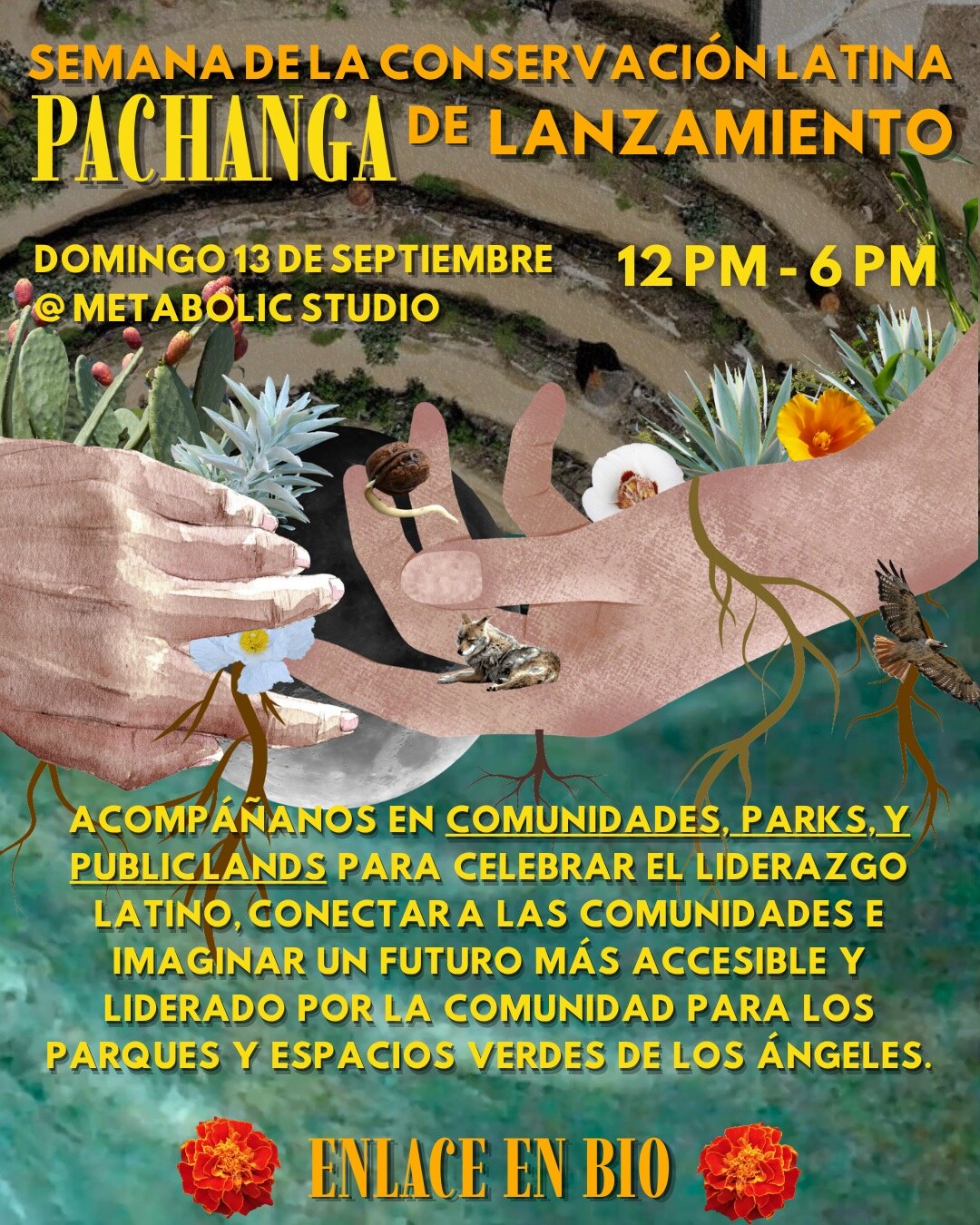Latino Conservation Week Kick-Off Pachanga flyer for September 13 at Metabolic Studio